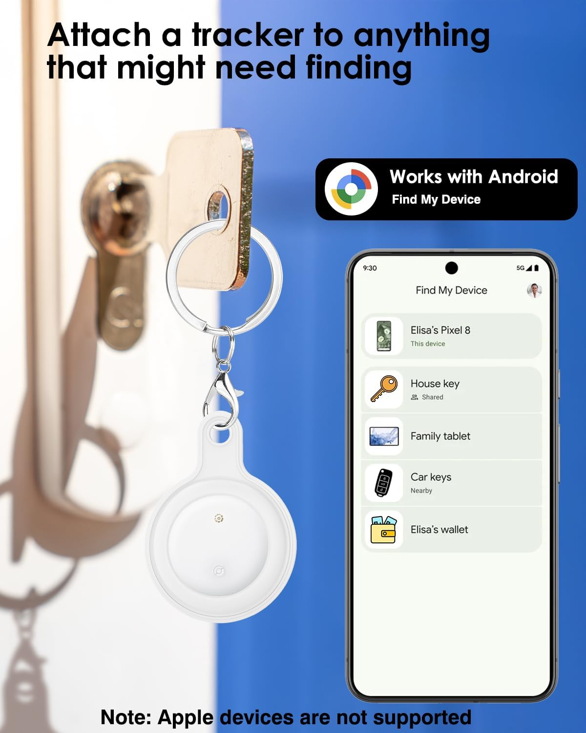 [2 Pack Android Tracking Tag] Bluetooth Tracker for Android Phones. Google Certified Item Locator, Smart Tag for Google Find My Device App. Finder for Keys, Luggage, Suitcase, Backpack-Black+White image number 6