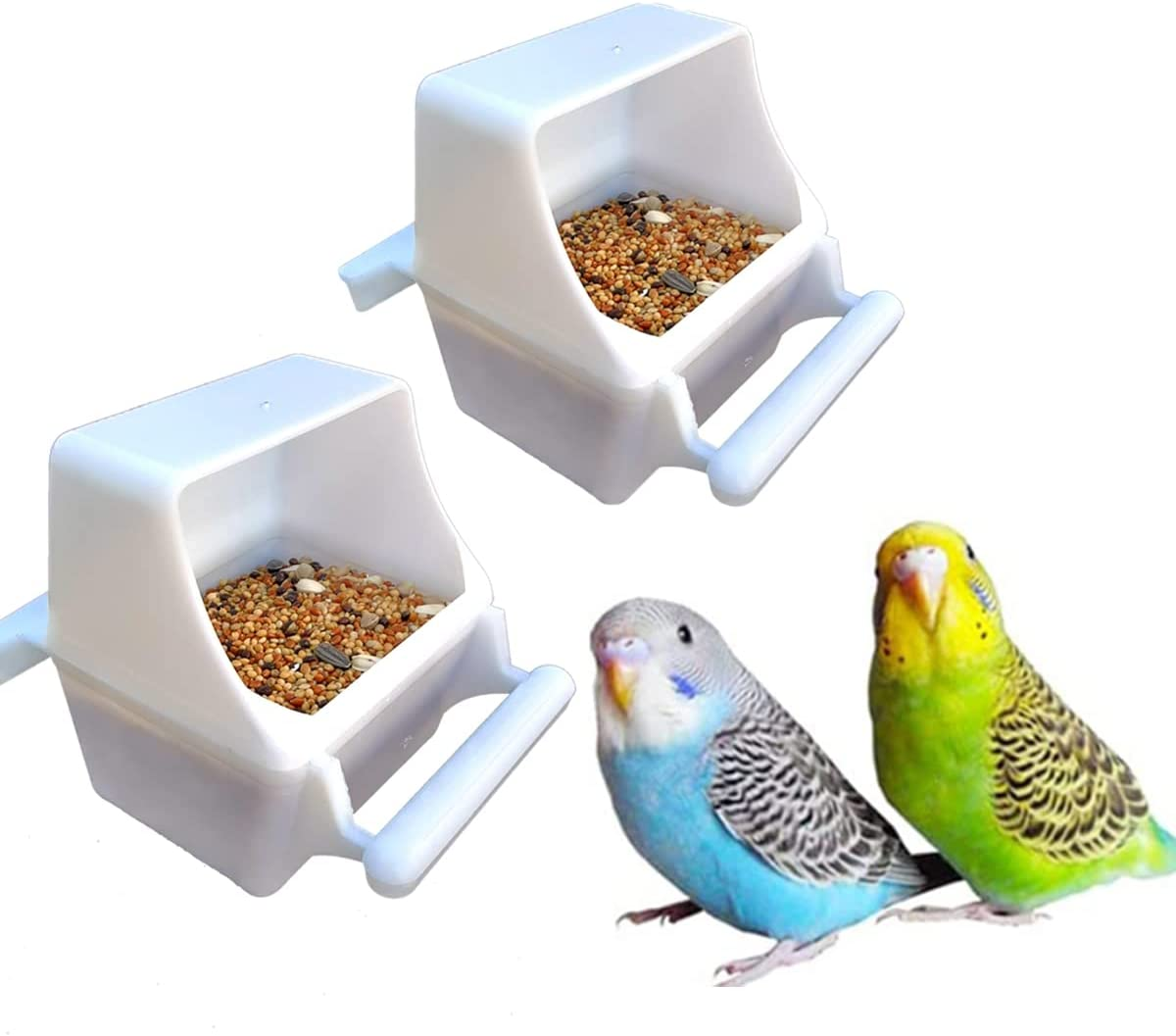 2Pcs Bird Cage Feeder Removable Parret Hanging Seed Feeder Bird Dishes Cage Bowl for Cage Finch Cockatiel Conure Parakeet Lovebird image number 4