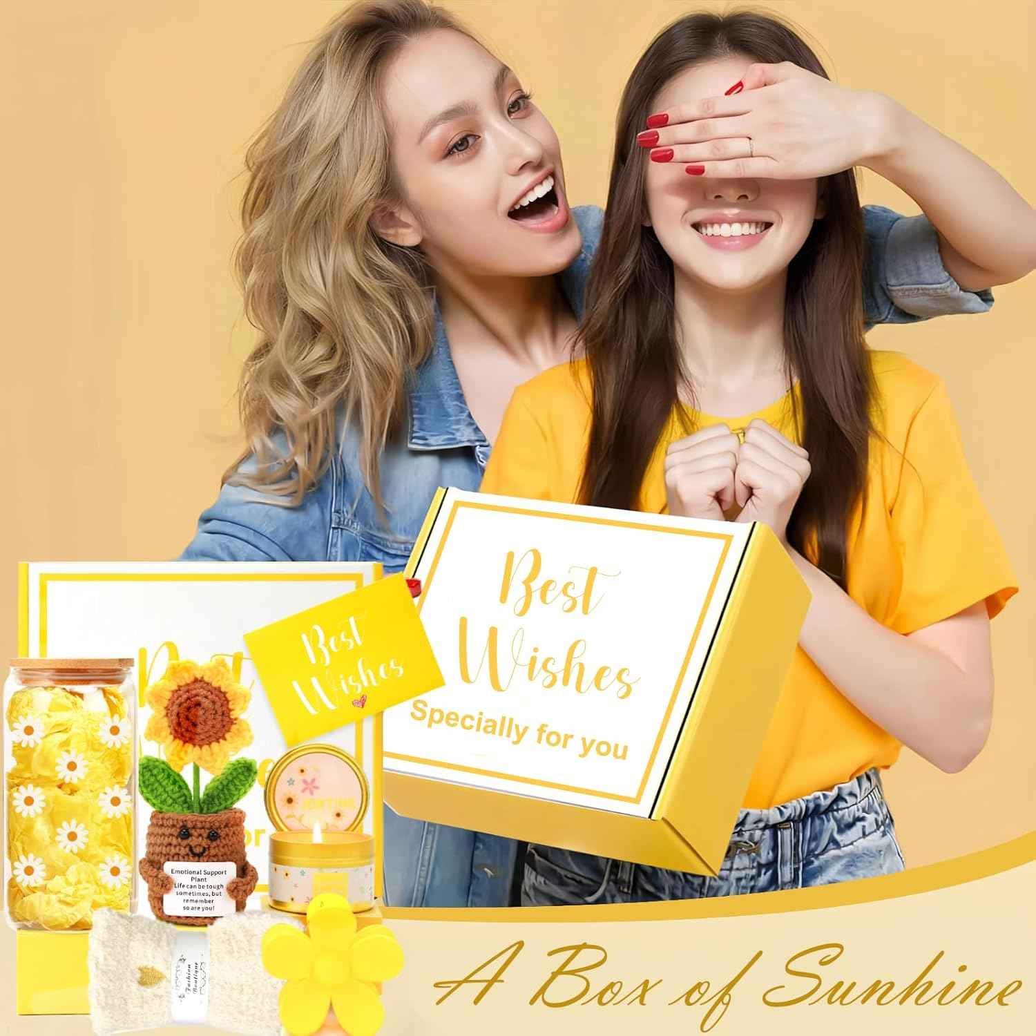 JORTINE Sunflower Gift Set for Women, Gift Set Glass Cups, Valentine'S Day Gift, Original Idea for Birthday, Best Gift for Friend, Sister, Colleague - Yellow image number 5