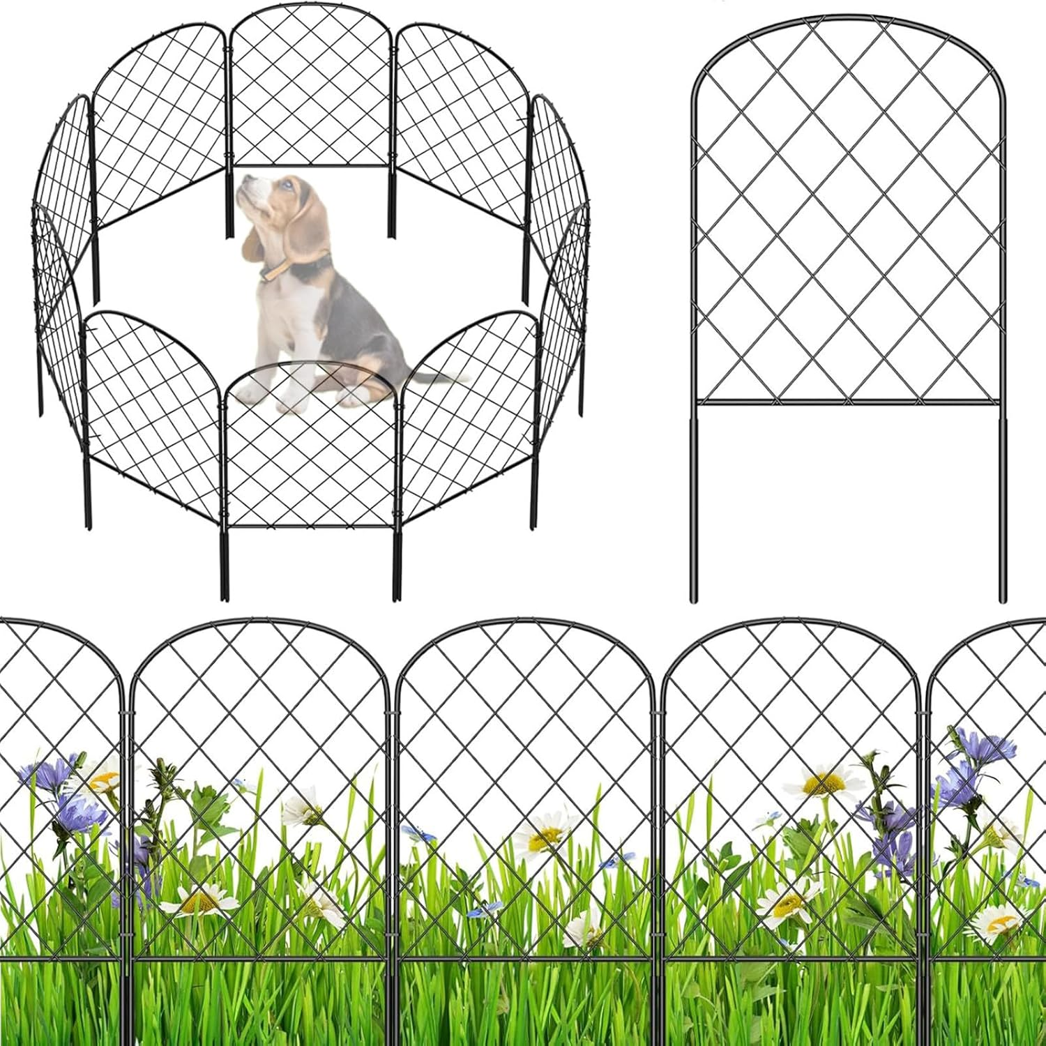 Decorative Garden Fence,10 Pack Total 10Ft(L) X 24In(H) Animal Barrier Border for Dog,Arched Wire Border Panel Fencing for Yard Patio Outdoor D&eacute;cor image number 2