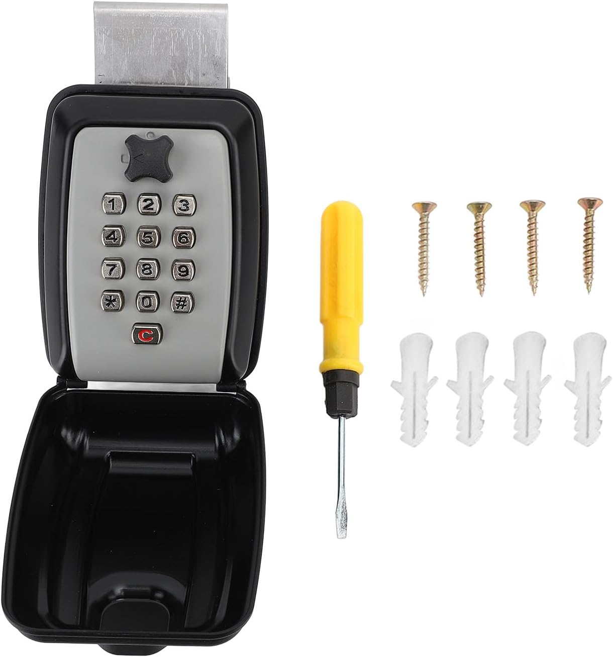 Car Window Lock Box, Car Lock Box Car Window Punch Button Lock Box for Turo, Waterproof 12 Digit Combination Punch Button Key Lock Box, Car Key Lock Box, Large Capacity image number 3