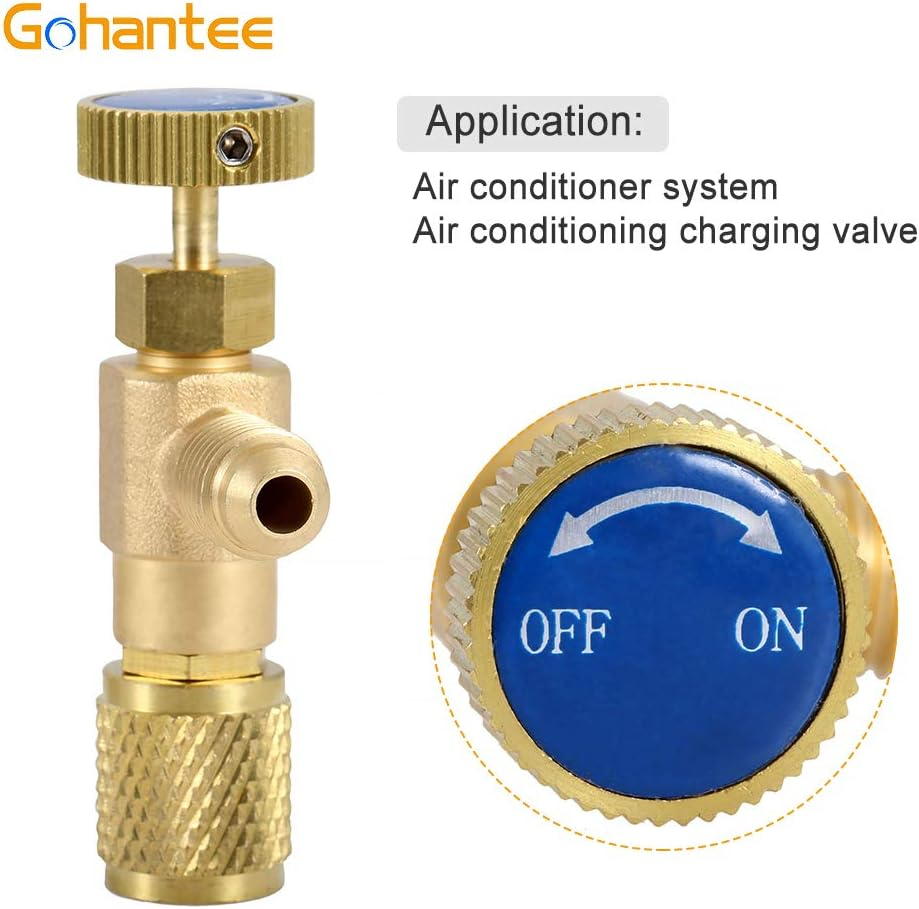 Gohantee R12 R22 Refrigerant Charging Valve, 1/4&ldquo; Male to 1/4&rdquo; Female Safety Adapter Flow Control Ball Valve for R12 R22 Air Conditioner Manifold image number 5
