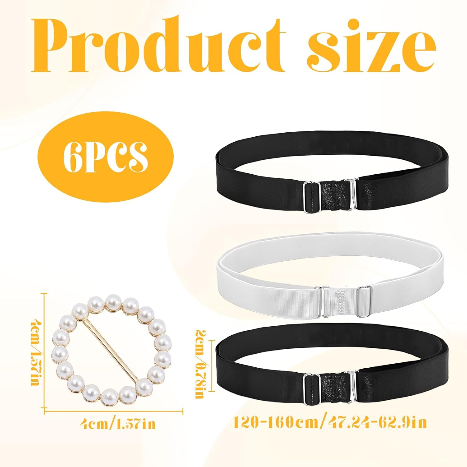 Tuck Band, 4 Pcs Elastic Band, Crop Top, Adjustable Crop Tuck Band for Shirts, Crop Tuck Tool Elastic Belts Shirt Tuck for Change You Style Your Tops, Black & White and 2Pcs Pearl Button image number 4
