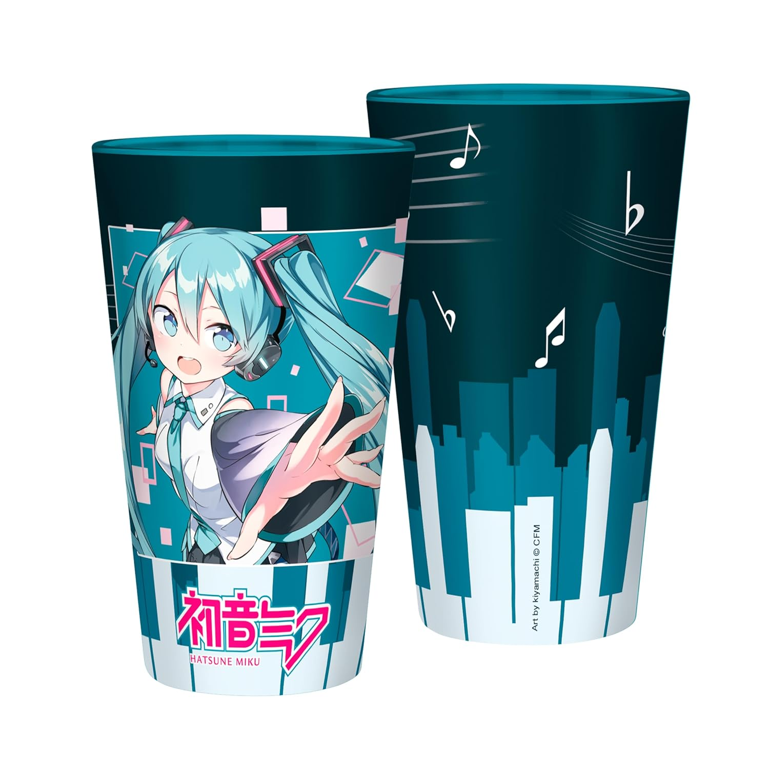 ABYSTYLE Hatsune Miku Musical City Large Glass 14 Fl Oz Anime Manga Home & Kitchen Drinkware Merchandise Gift image number 1