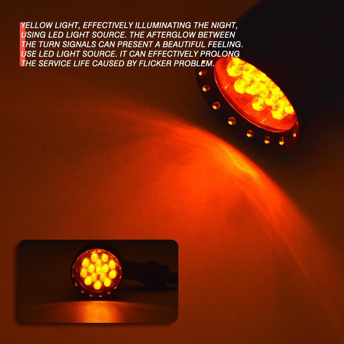 Katur Motorcycle Black Bullet Front Rear Turn Signal Fog Light Indicators Stop Light for Harley Motorcycle Cruiser Chopper Bobber - 2Pcs Amber image number 2
