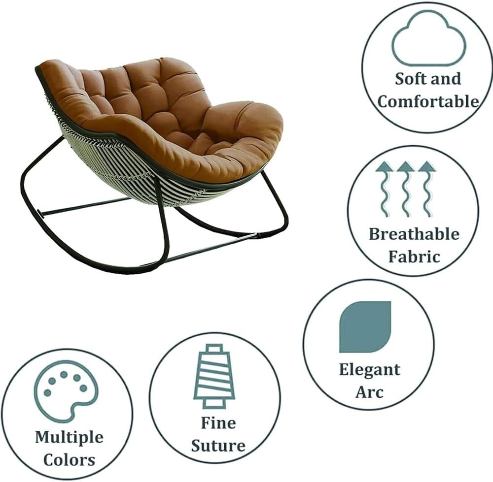 Lazy Rocking Egg Chair Cushion, Indoor Outdoor Oversized Lounge Wicker Papasan Cushion, Thick Nest Back Seat Pillow for Patio Porch Garden(Only Cushion)(Light Gray) image number 2