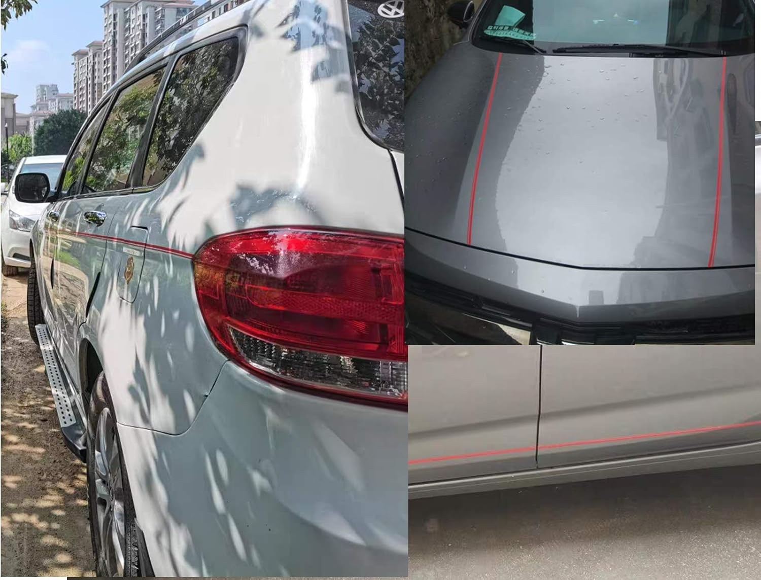 KEQKEV Red Pinstripe Tape Car Body Side Stripe Decal Waistline Sticker Auto Pinstripe Tape for Cars image number 2