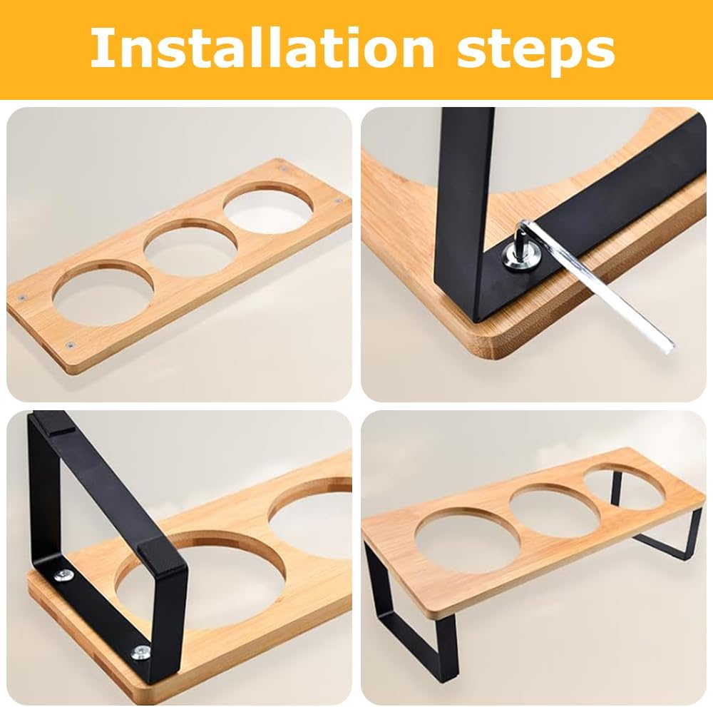 Wooden Raised Pet Feeder, Elevated Cat Bowl Stand, Angled Design Reduces Neck Strain during Meals, for Cats & Small Dogs image number 2