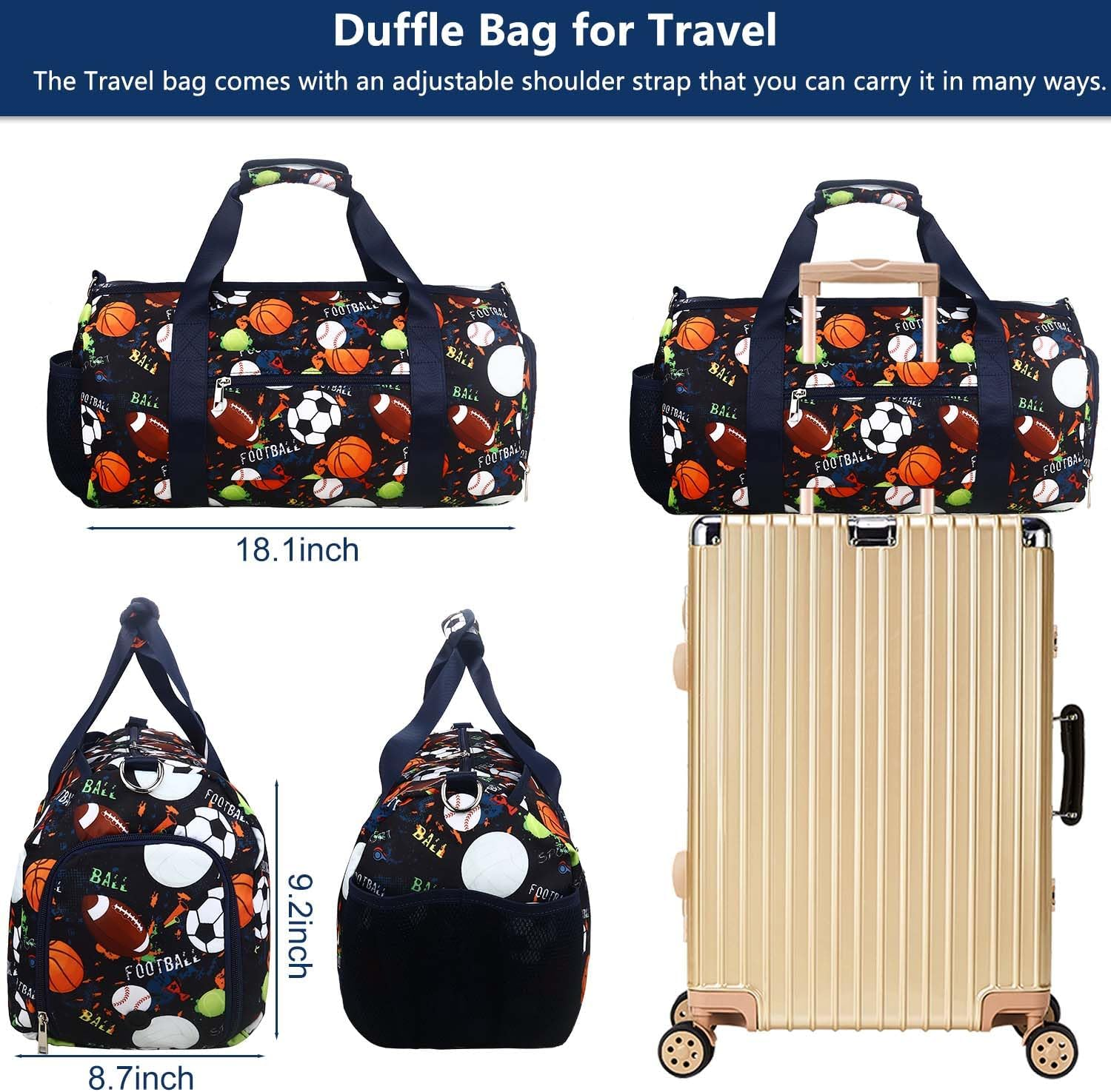 RHCPFOVR Drawstring Backpack for Kids - Unicorn Bags for Girls Gym Dance Beach Swim Travel Bag with Two Water Bottle Holder - Blue Dinosaur image number 4