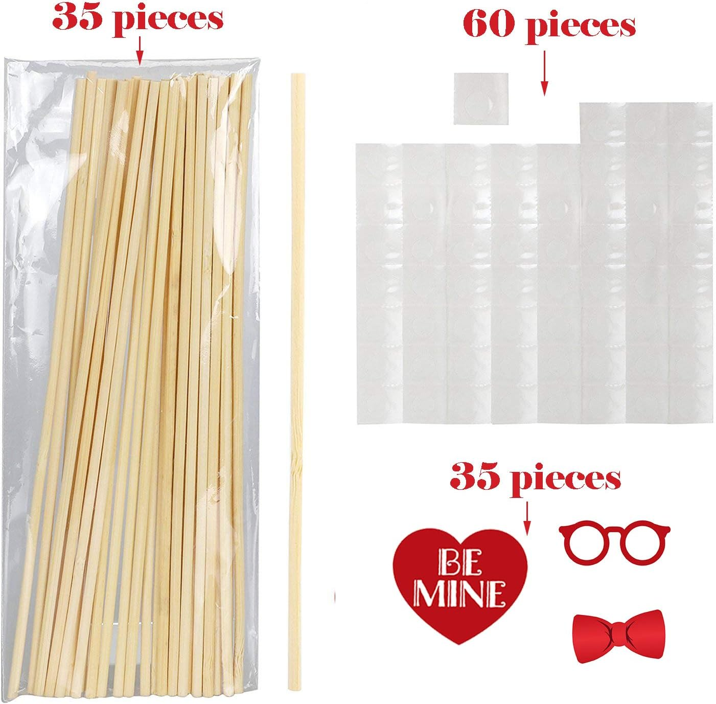 Valentine&rsquo;S Day Photo Booth Props 35 PCS DIY Funny Disguise Props Valentines Day Decorations with Love Banner - Valentines Photography Props Wedding Photo Props image number 4