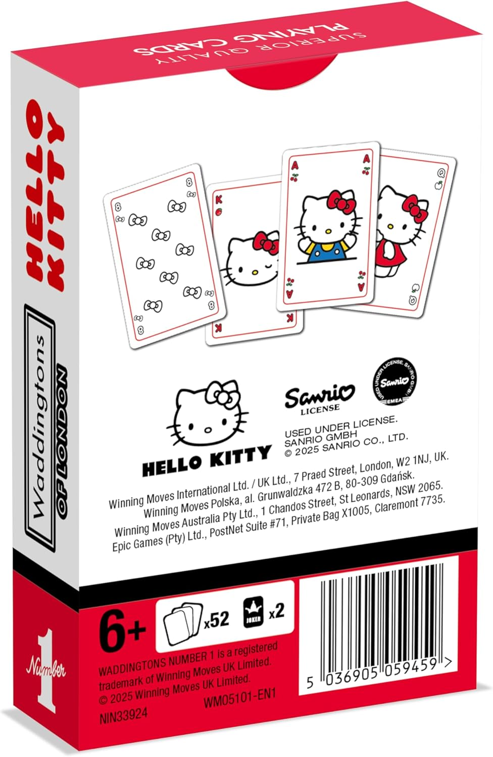Waddington'S No. 1 Playing Cards Hello Kitty Playing Cards Edition - Waddingtons Number 1 Deck of Cards Suitable for Poker and Snap - Portable Deck for Kids & Adults Aged 6+ image number 4