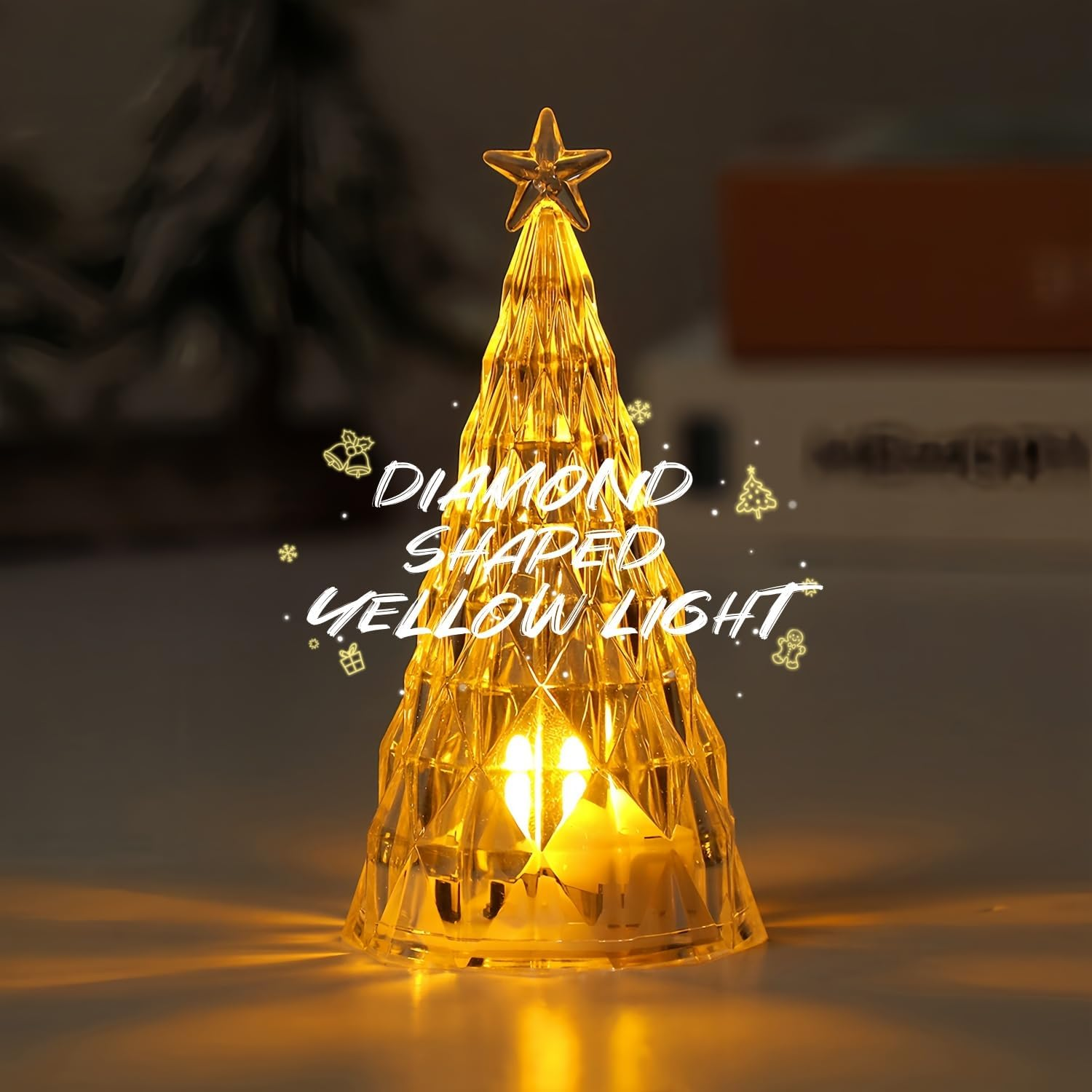 Pack of 4 Acrylic LED Christmas Trees, Coloured Luminous Christmas Trees, Lighting Christmas Tree Night Light, Christmas Lighting, Great Mood Light for Christmas, Christmas Decoration image number 4