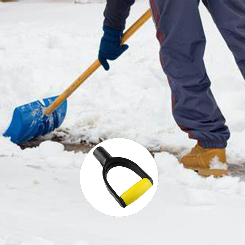 Shovel D Grip Handle 3.2Cm Inner Diameter Shovel Replacement Handle Silicone Grip Reinforcement Snow Shovel Handle Tool Garden Shovel (Black and Yellow) - Black And Yellow image number 5