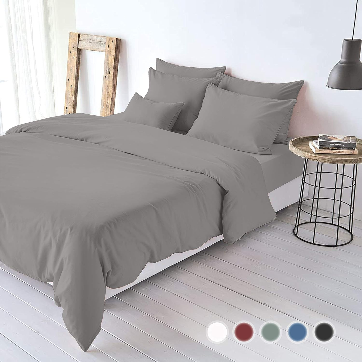 Bed Linen Organic Renforce Stone-Washed 100% Cotton - Modern Used Look Linen Look (Grey, 200 X 220 Cm)