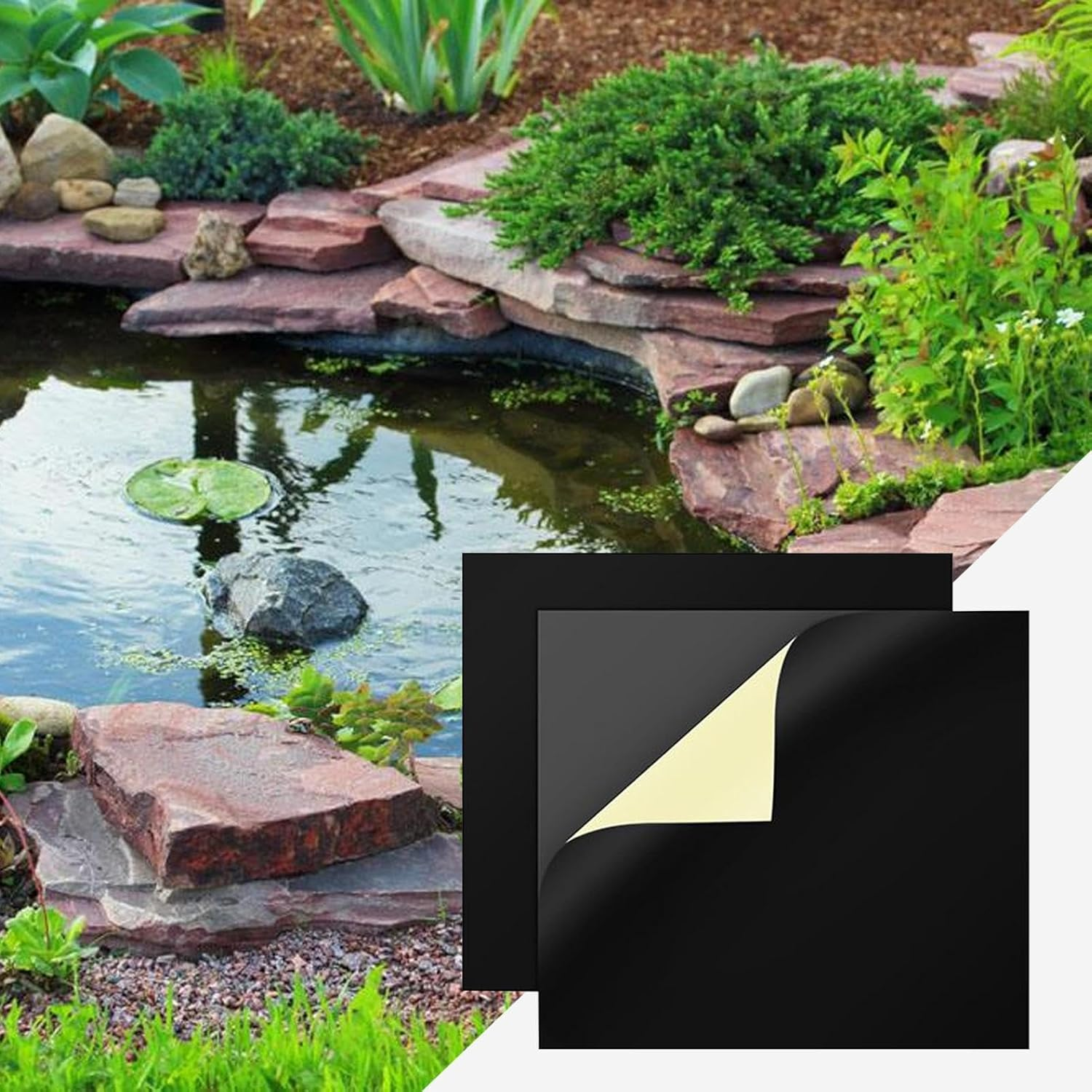 Pond Liner Tape | 2 Pieces Pool Patch Repair Kit,8X8 Inches Waterproof Leak-Proof Sealant Weatherproof for Deck Pipe Swimming Pool Roof Fountain Furniture Tent Gutter