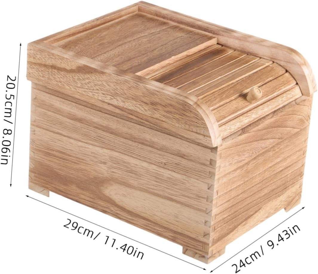 MOLUCKFU Sealed Solid Wood Rice Storage Container Large Food Bucket Moisture-Proof Kitchen Storage Bin Rolling Lid for Pantry Organization