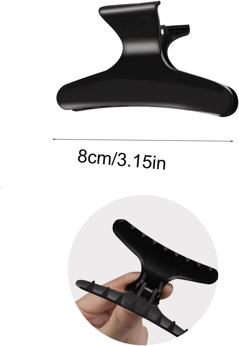 Butterfly Clips,12 PCS Black Butterfly Hair Clamps Hairdressers Butterfly Salon Clip Section Clips Hair Clampsfor Women Girls 8CM