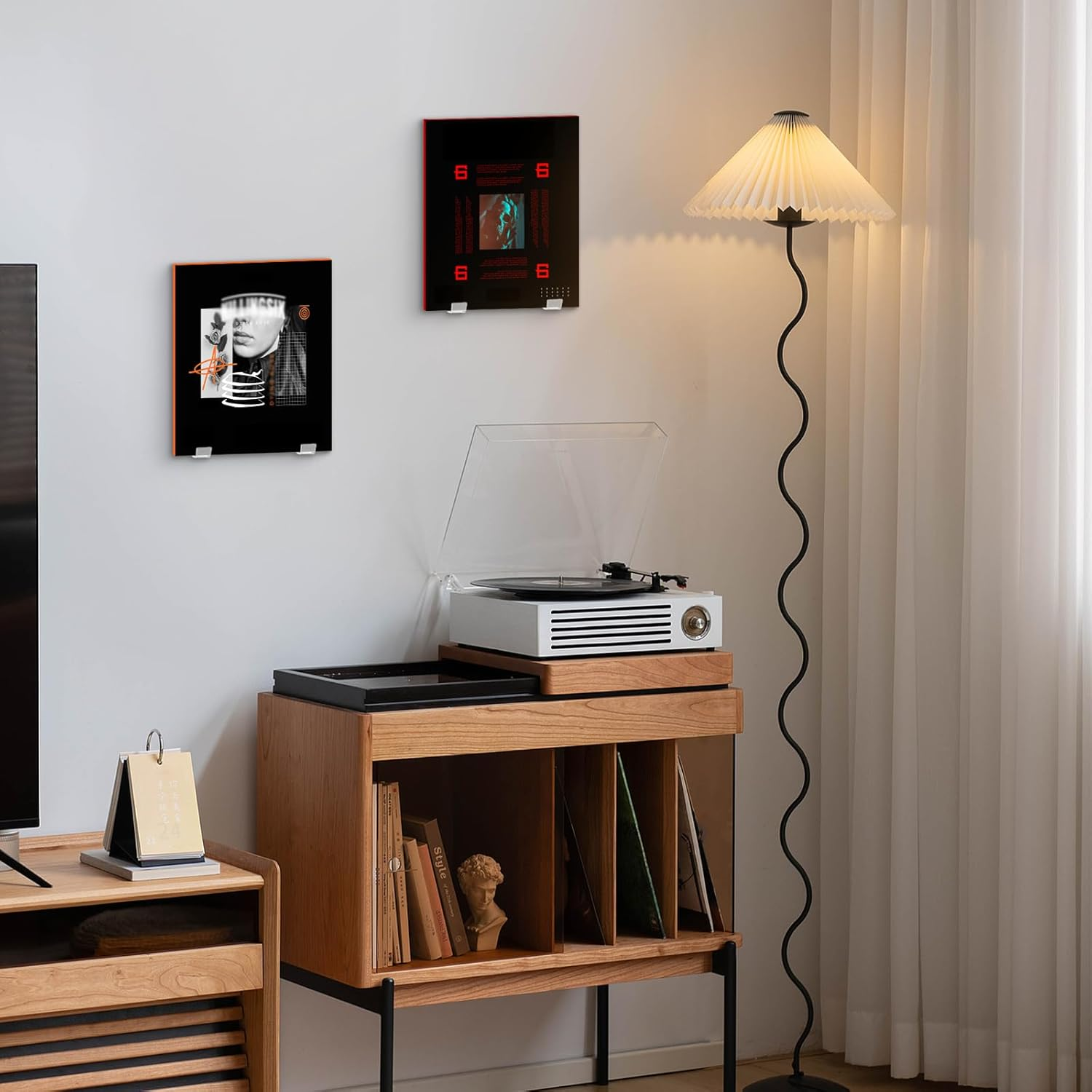 NILLOS Adhesive Record Shelf, 12 PCS Clear Record Display Holder for LP, CD, Magazine Collection (2 X 6 Cm/0.78 X 2.36 In) image number 1