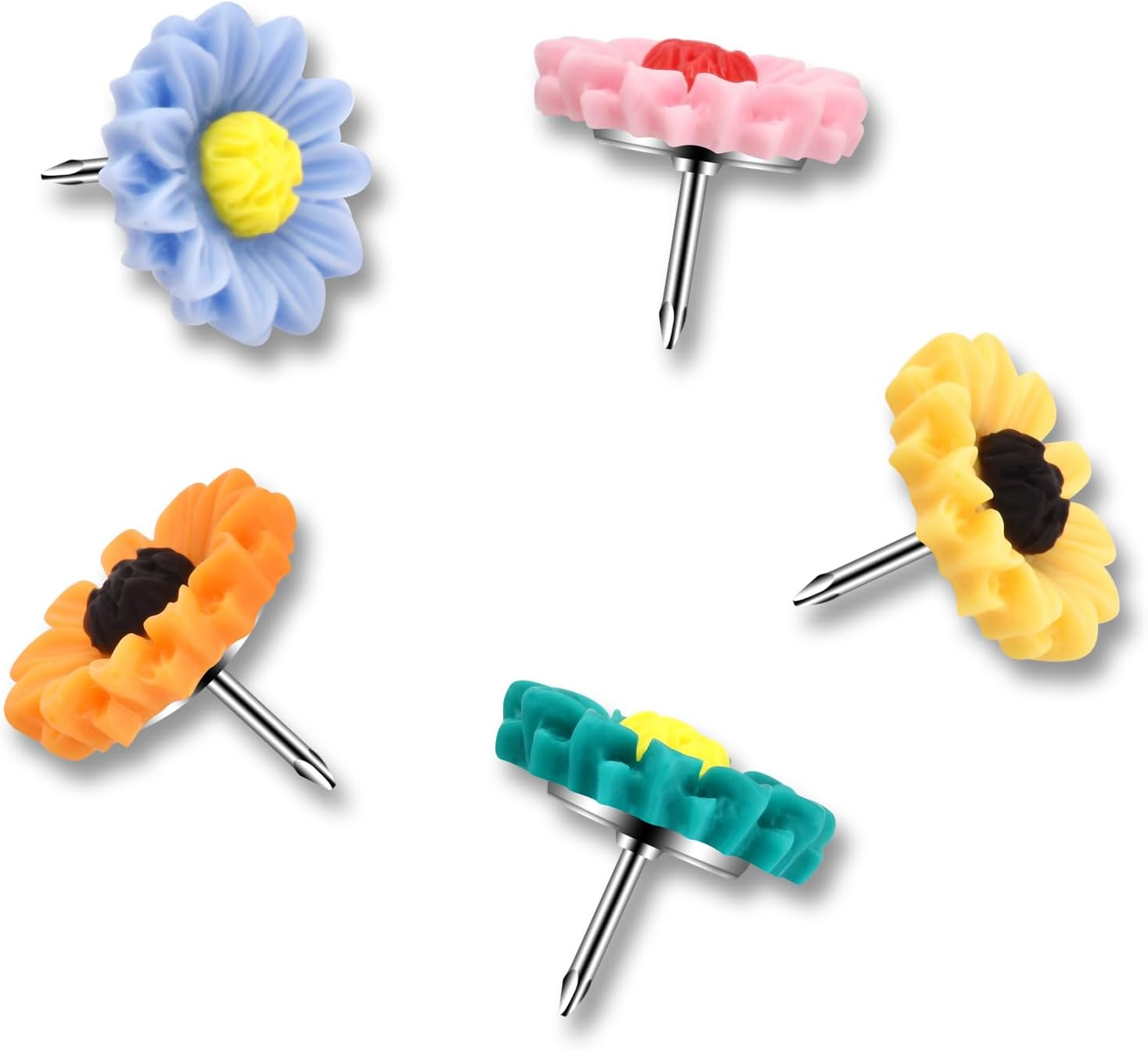 40Pcs Push Pins, Thumb Tacks for Bulletin Board, Flower Decorative Pins and Tacks, Cork Board Thumbtacks, Cute Thumbtack for Office Decorative - Multicolor image number 3