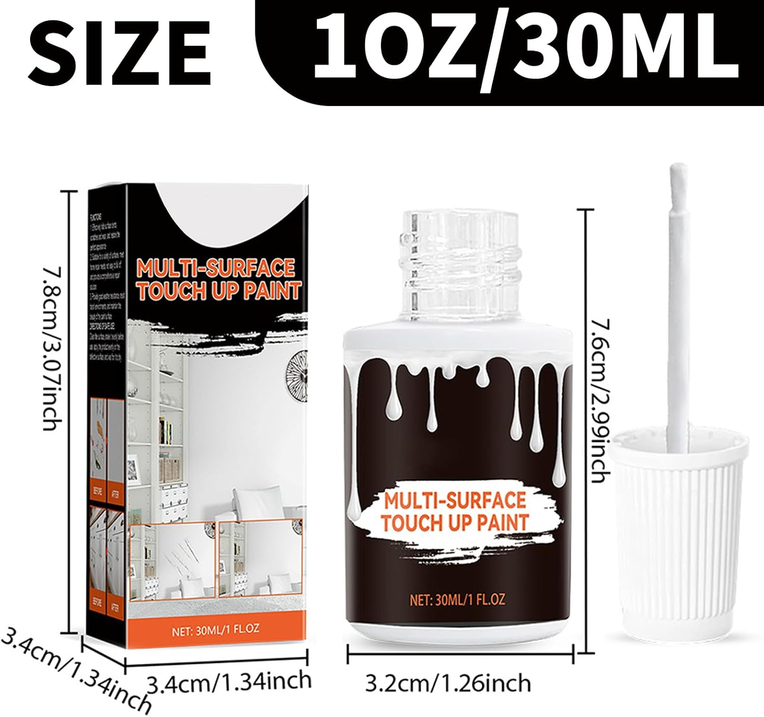 White Touch up Paint, White Touch up Paint for Walls, Used for Repairing Scratches on Furniture Cabinets and Floors image number 1