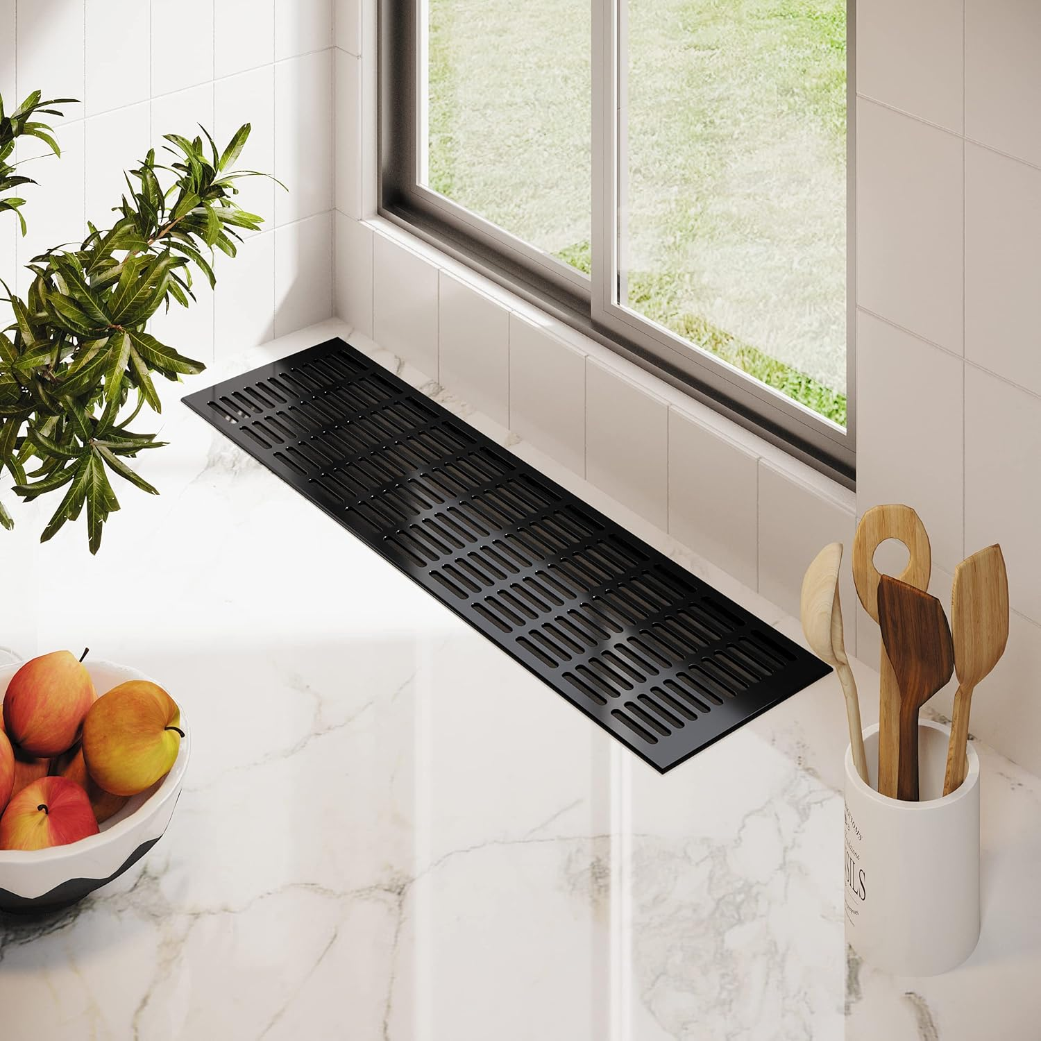 MS Beschl&auml;ge 505 Ventilation Grille Aluminium Web Plate Black Powder-Coated RAL 9005 Ventilation Plate with 150 Mm X 400 Mm External Dimensions