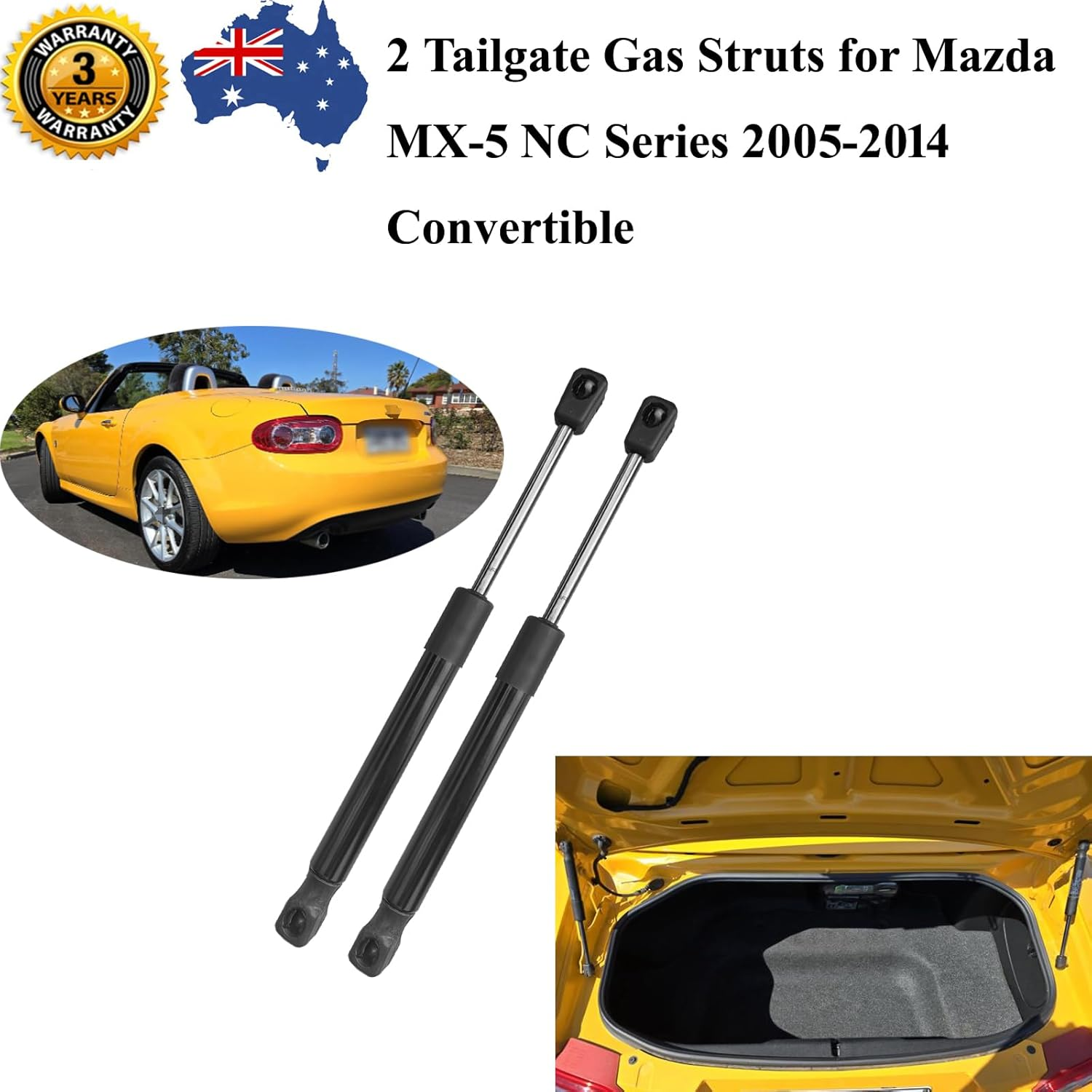 AONNOUS 2 Tailgate Gas Struts for Mazda MX-5 MX5 Miata NC 2005-2014 Convertible Liftgate Shock Supports Stay Rear Boot Hatch Trunk Lift Springs image number 3