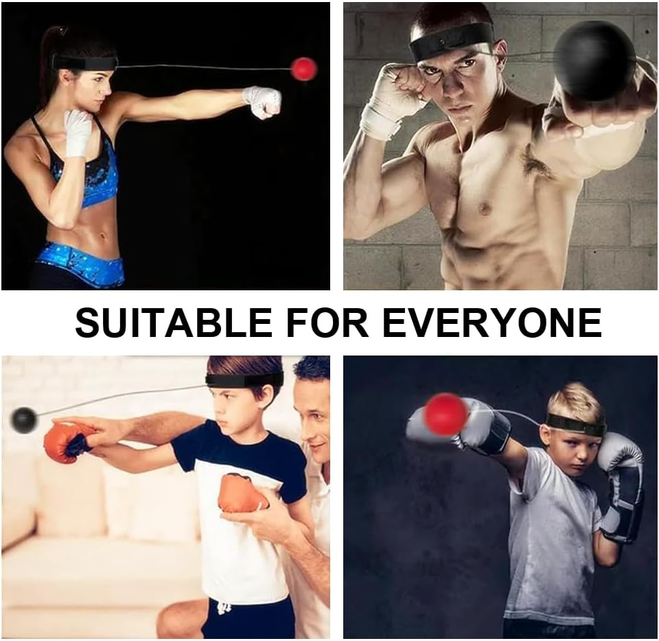 Boxing Reflex Ball Headband Set, Training Coordination Ability to Vent the Ball, Suitable for Speed and Hand-Eye Coordination Training Boxing Equipment, Include 2 Ball and 1 Adjustable Headband image number 5