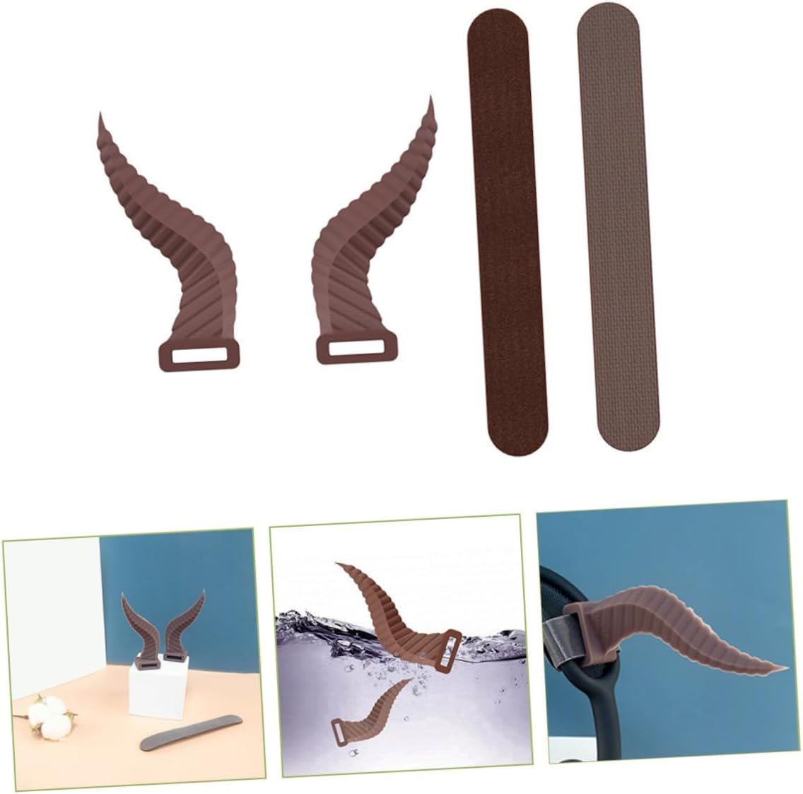 OKUMEYR Devil Horn Headset Ornaments Silicone Attachment for Headphones Adjustable Gaming Headset Decorations Easy to Install and Remove Brown