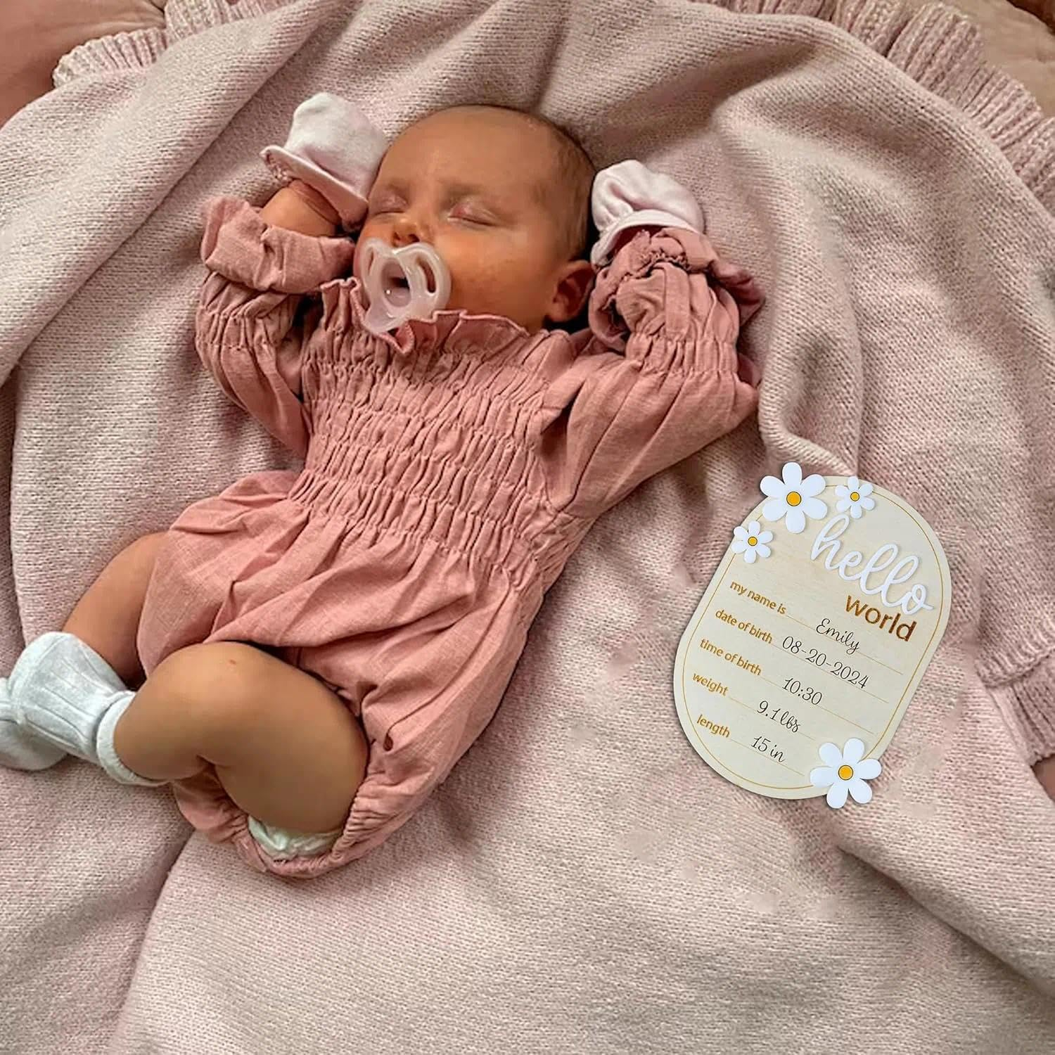 Baby Announcement Plaque, Newborn Baby Gift, Timeless Design, Ideal for Newborn Photos, Compact and Eye-Catching, Rainbow Graphic, Thoughtful for New Parents, Charming Nursery Decor - Ermaoo image number 3