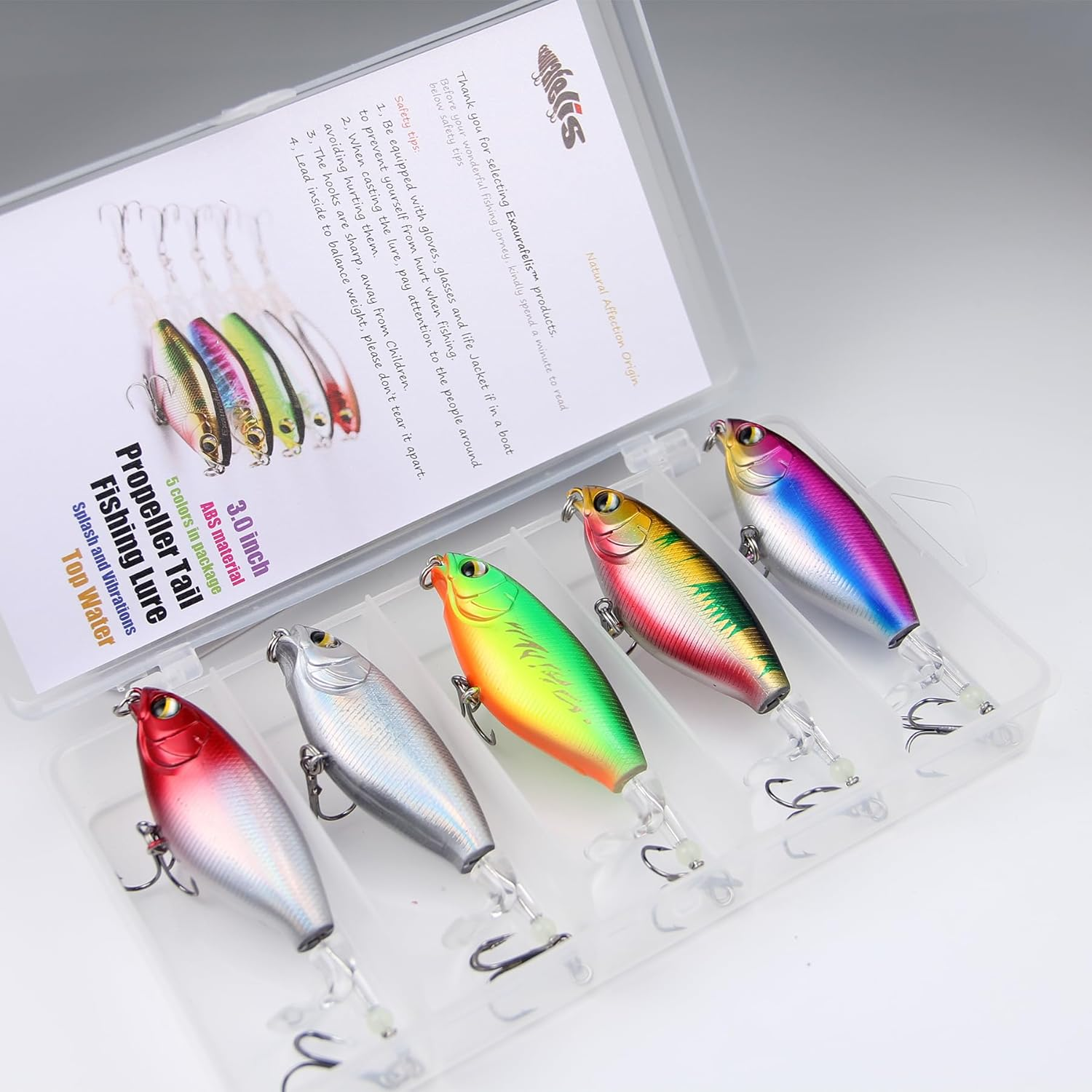 5Pcs Plopper Fishing Lures Topwater Fishing Lures Whopper Floating Lure for Catfish Pike Perch Top Water Bass Bait Lure with Propeller Tail Pencil Floating Lure image number 6