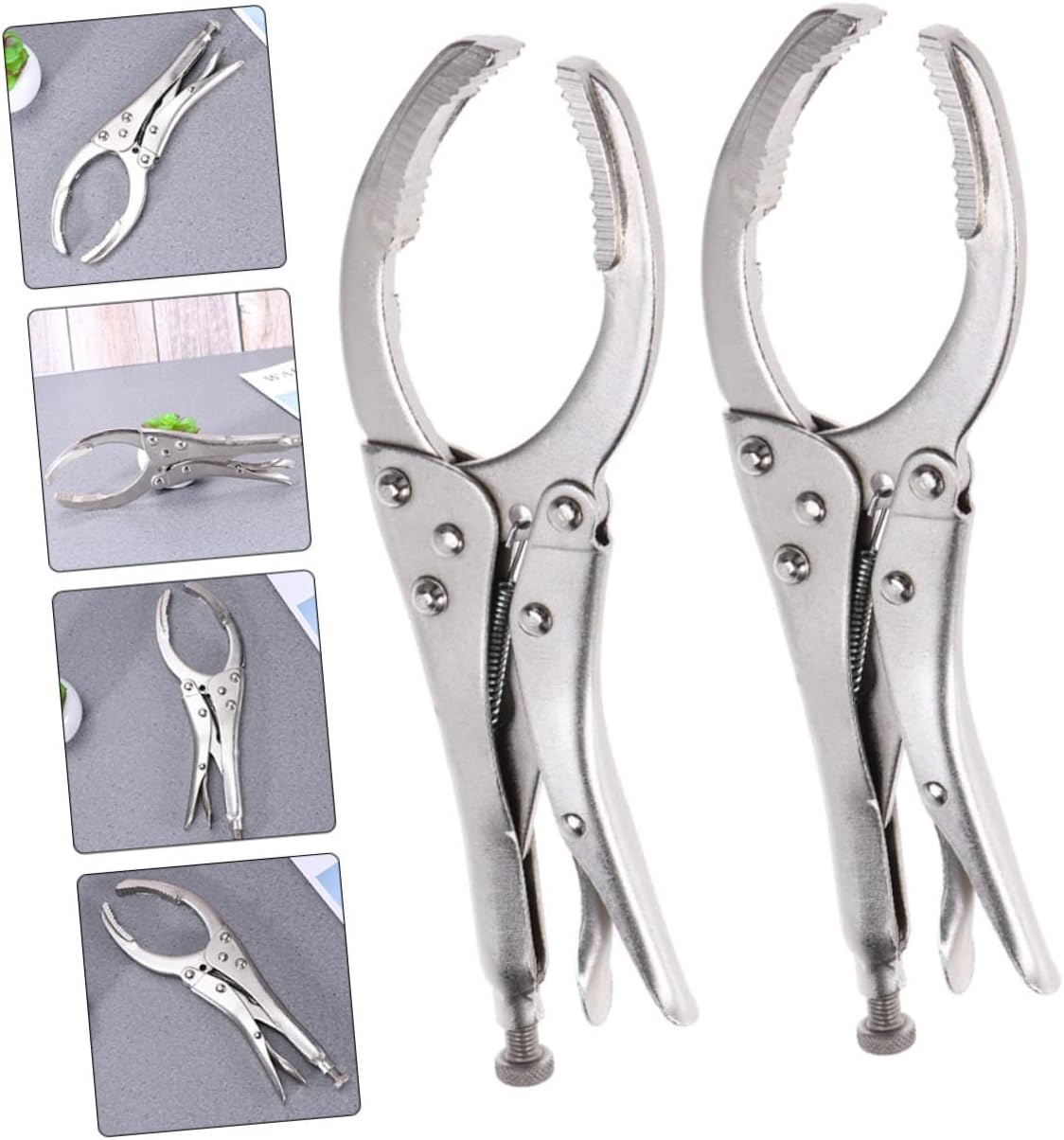 WHAMVOX 2Pcs Adjustable Steel Wrench Pliers for Maintenance Engine Oil Cleaner Removal Tool with White Handle Suitable for Auto Repair image number 2