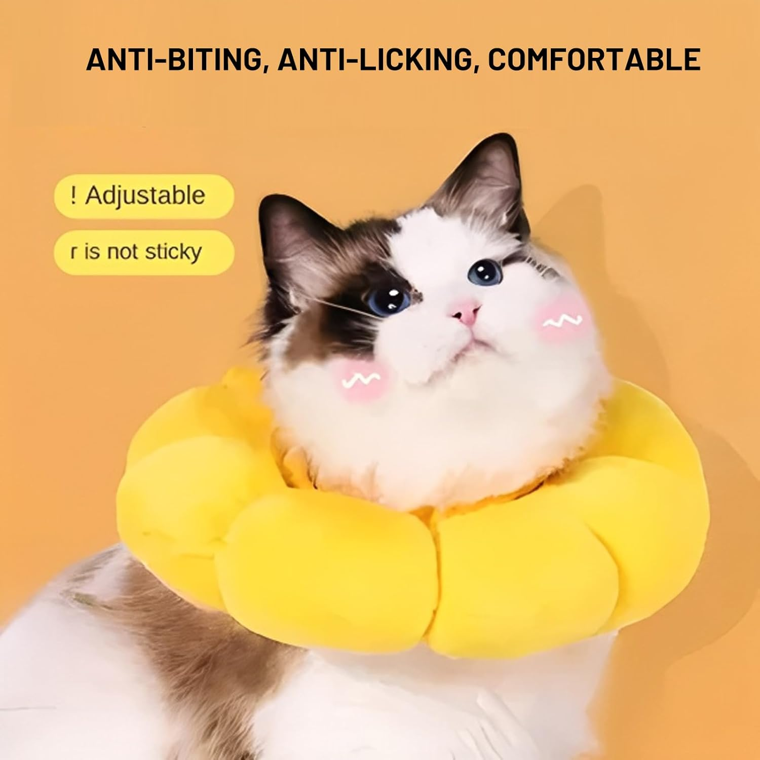 XIELBIS Cat Recovery Collar, Soft Cone Collar, Cute Sunflower Design, Adjustable for Cats, Dogs & Rabbits - Quicker Healing Post-Surgery image number 2