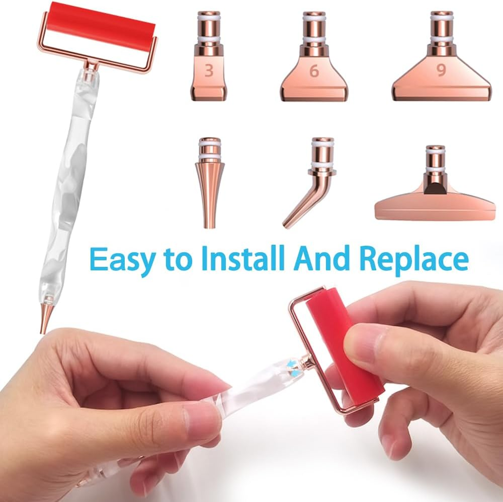 2 Set Diamond Art Painting Pen Kits, SENHAI Diamond Art Paintings Pen Diamond Art Pens Stainless Tips Personalized 5D Diamond Art Painting Accessories Tools for DIY Painting Crafts(Rose&Blue) image number 6