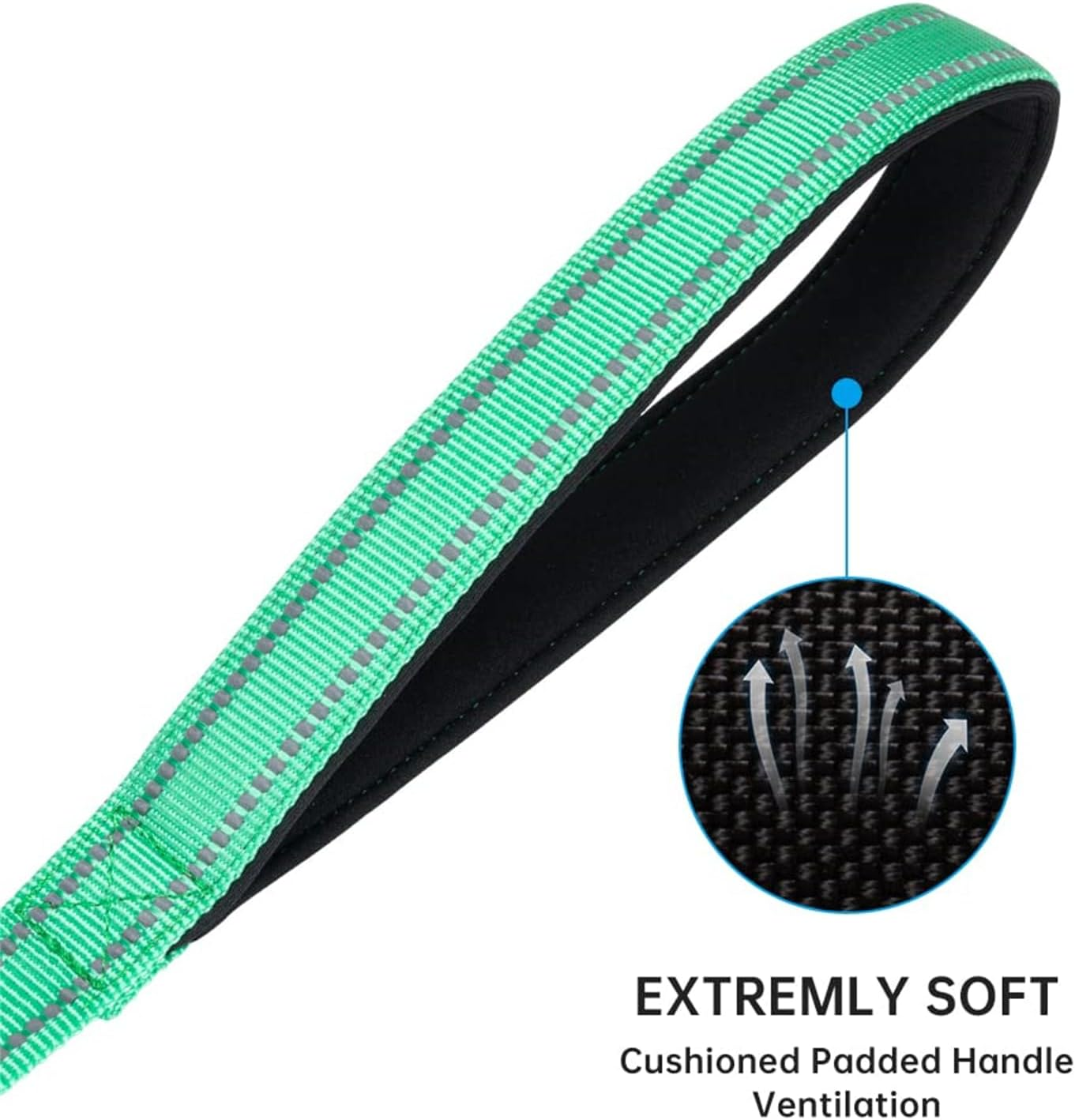 EXCELLENT ELITE SPANKER Reflective Strong Nylon Dog Training Leash Rope 4 Feet Long with Handle for Small and Medium Dogs (Green, 4.3Ft X 3/4 In.) image number 6