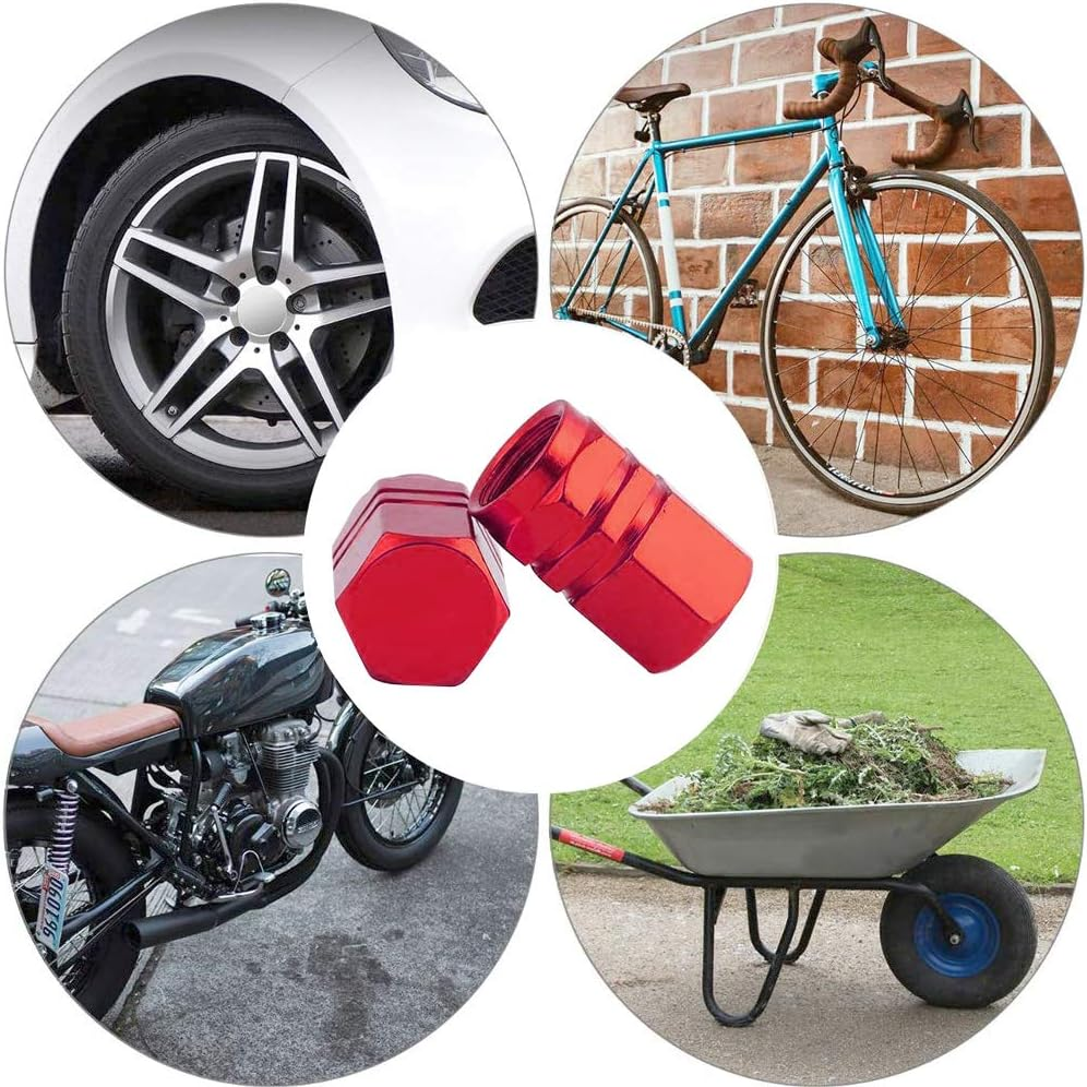 Qitindasen Pack of 20 Premium Car Tyre Valve Caps, Aluminium Alloy Hexagon Tyre Valve Covers, Universal Schrader Valve Dust Caps, Dust Covers with Seal (5 Colours) image number 1