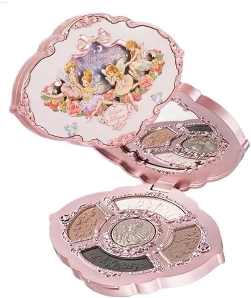 Flower Knows Midsummer Fairytales Embossed Five Color Pressed Glitter Eye Shadow Natural Shimmer Pigment Eye Shadow Pallete (C02)