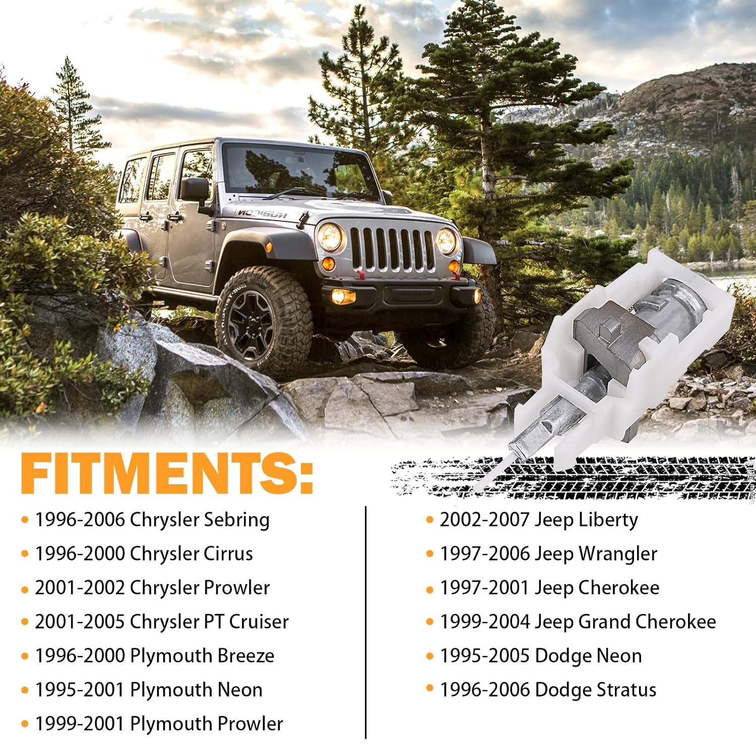 Ignition Switch Actuator Pin for 1997-2006 Jeep Wrangler, 2002-2007 Liberty, 1999-2004 Grand Cherokee, 1995-2005 Dodge Neon, Chrysler PT Cruiser Ignition Switch - Replaces 4690492AB, 4664099, 924-704 image number 1