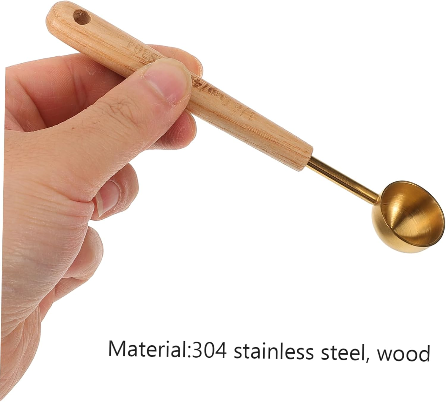 Zerodeko Coffee Milk Powder Measuring Spoon Wood Handle, Gold Matte 1/6 Cup 4Ml Stainless Steel Espresso Teaspoon for Baking and Kitchen Use image number 6