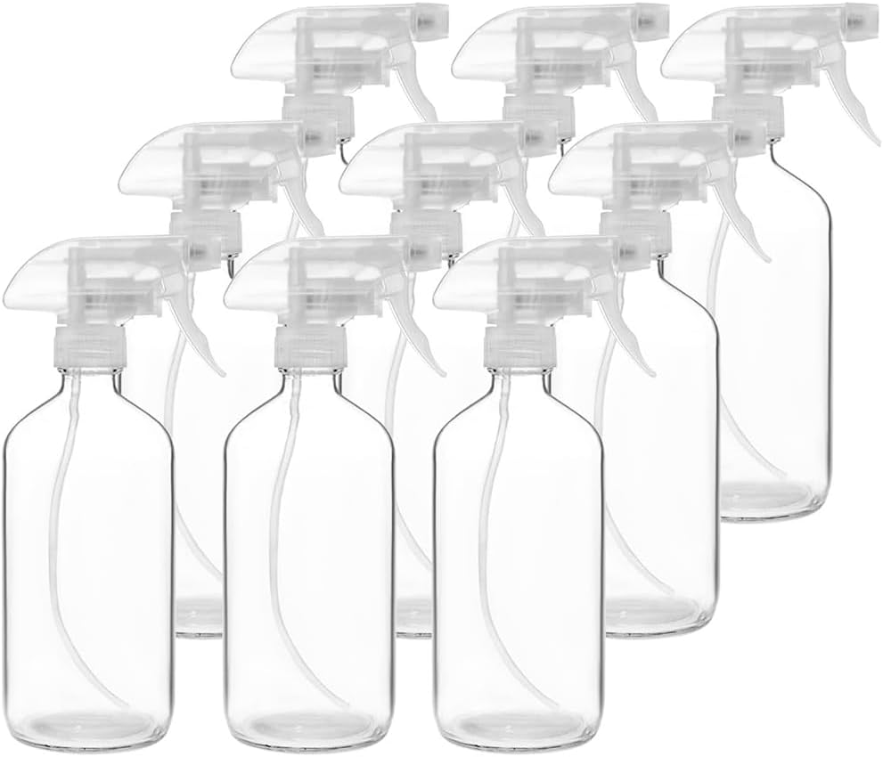 9-Pack Glass Spray Bottles, Empty Transparent Spray Bottles, Refillable, with Trigger Sprayer, Suitable for Cleaning Liquid, Essential Oil, Alcohol, Plant Watering Spray image number 2