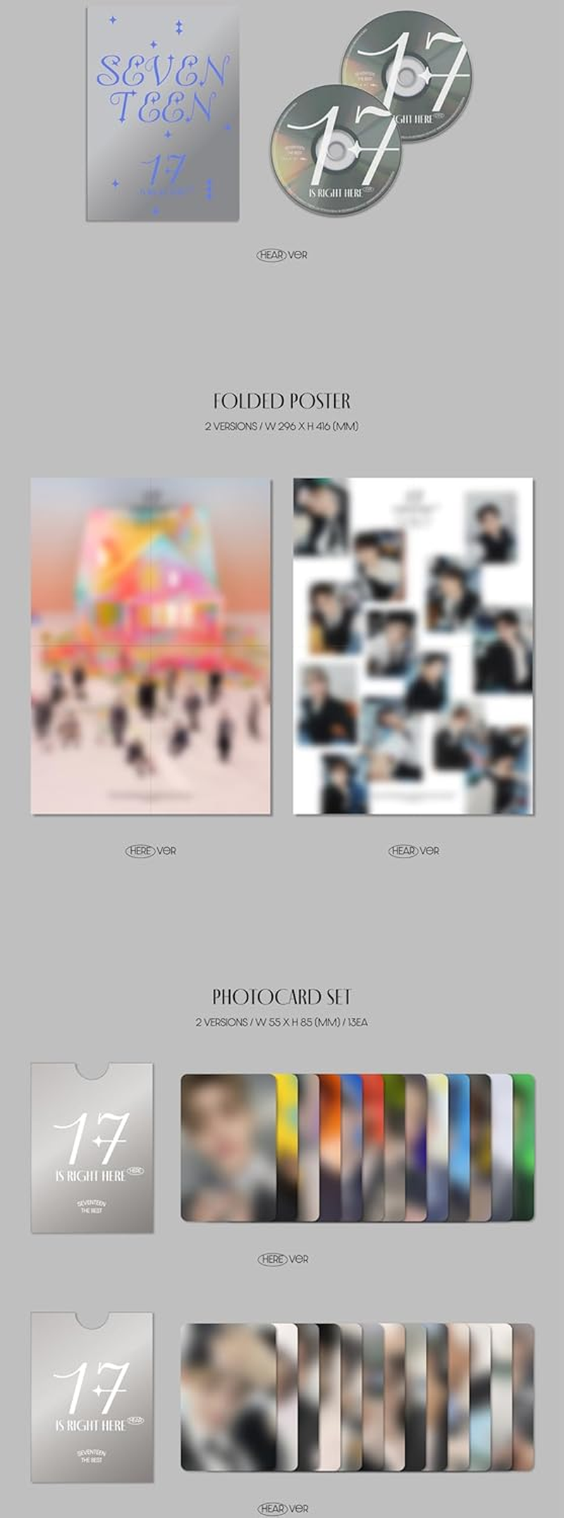 Seventeen 17 Is Right HERE Best Album Cd+Folded Poster on Pack+Outbox+Photobook+Archiving Book+Lyric Book+Team Photobook+Photocard+Tracking Sealed SVT (HERE Version) image number 2
