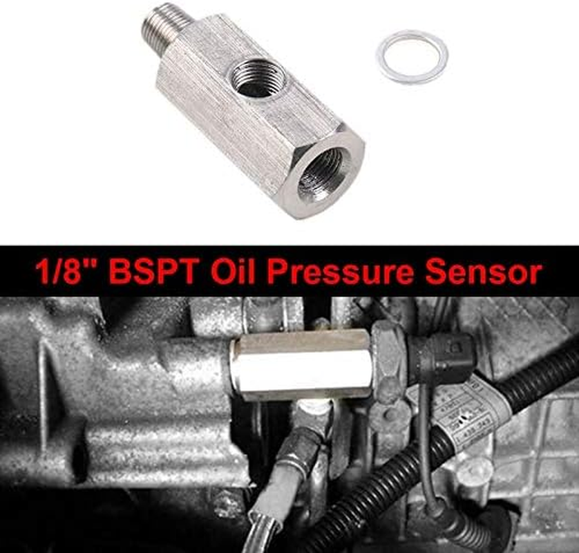 Stainless Steel Turbocharger Connector 1/8Inch BSPT Oil Pressure Sensor Tee to NPT Adapter Turbo Supply Feed Line Meter image number 4