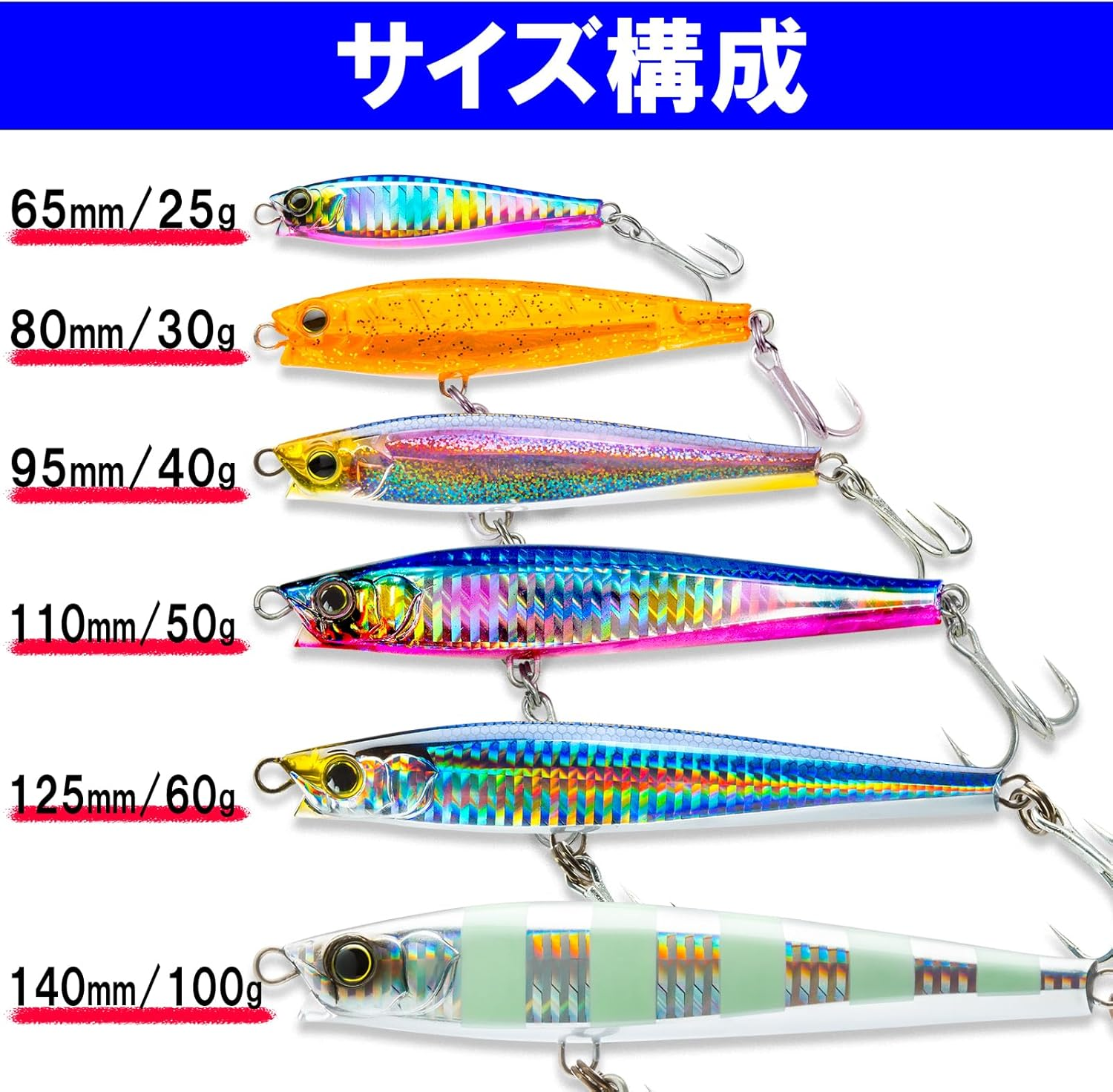 Duel Hardcore Monster Shot Sinking Pencil (Blue Flounder, Sawara, Sea Bass, Magochi, Sagoshi), 1.2-3.5 Oz (30-100 G), 3.1-5.5 Inches (80-140 Mm), Distance Throw image number 1