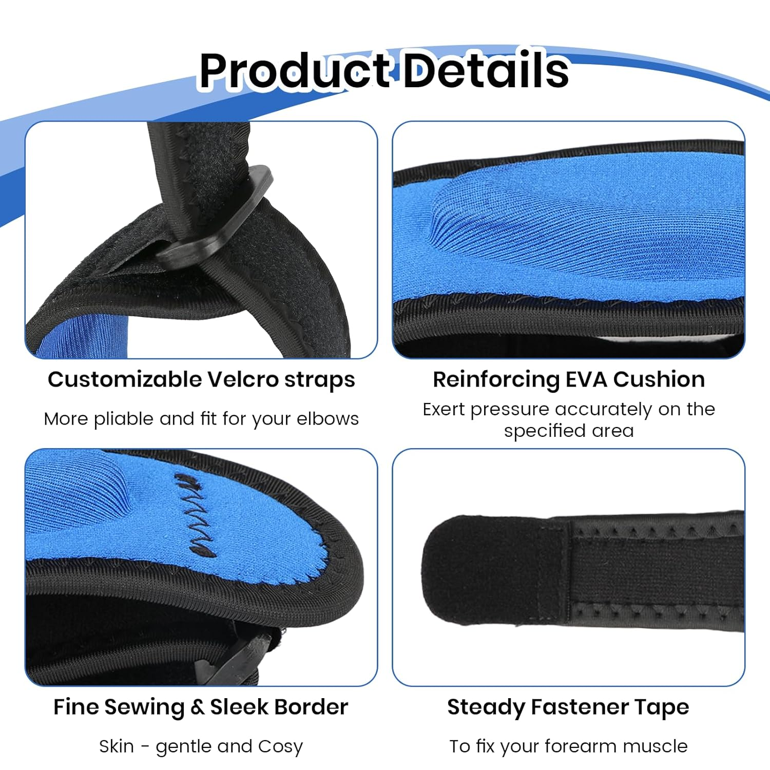 2 Pcs Elbow Brace with Dual Adjustable Straps & Spring Support, Breathable Neoprene Compression Sleeve for Tennis Elbow Cubital Tunnel Gym Sports Fits Men and Women (Black) image number 3