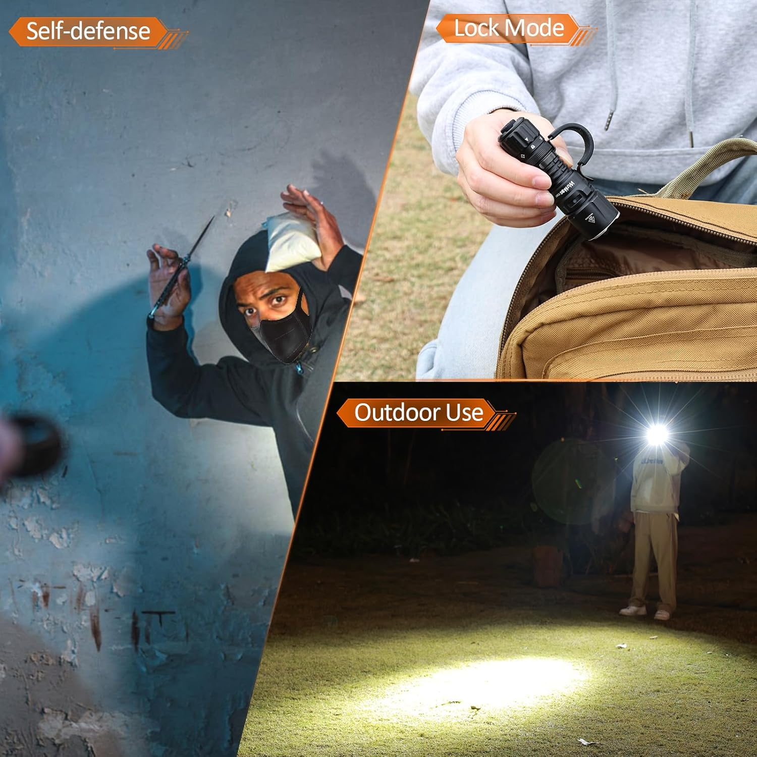 Wurkkos TD07 Led Torch Rechargeable, 1300Lumen Super Bright Tactical Torch,Turbo/Strobe Momentary, Waterproof Flashlight for Camping Hiking(Black) - Ts12 image number 3