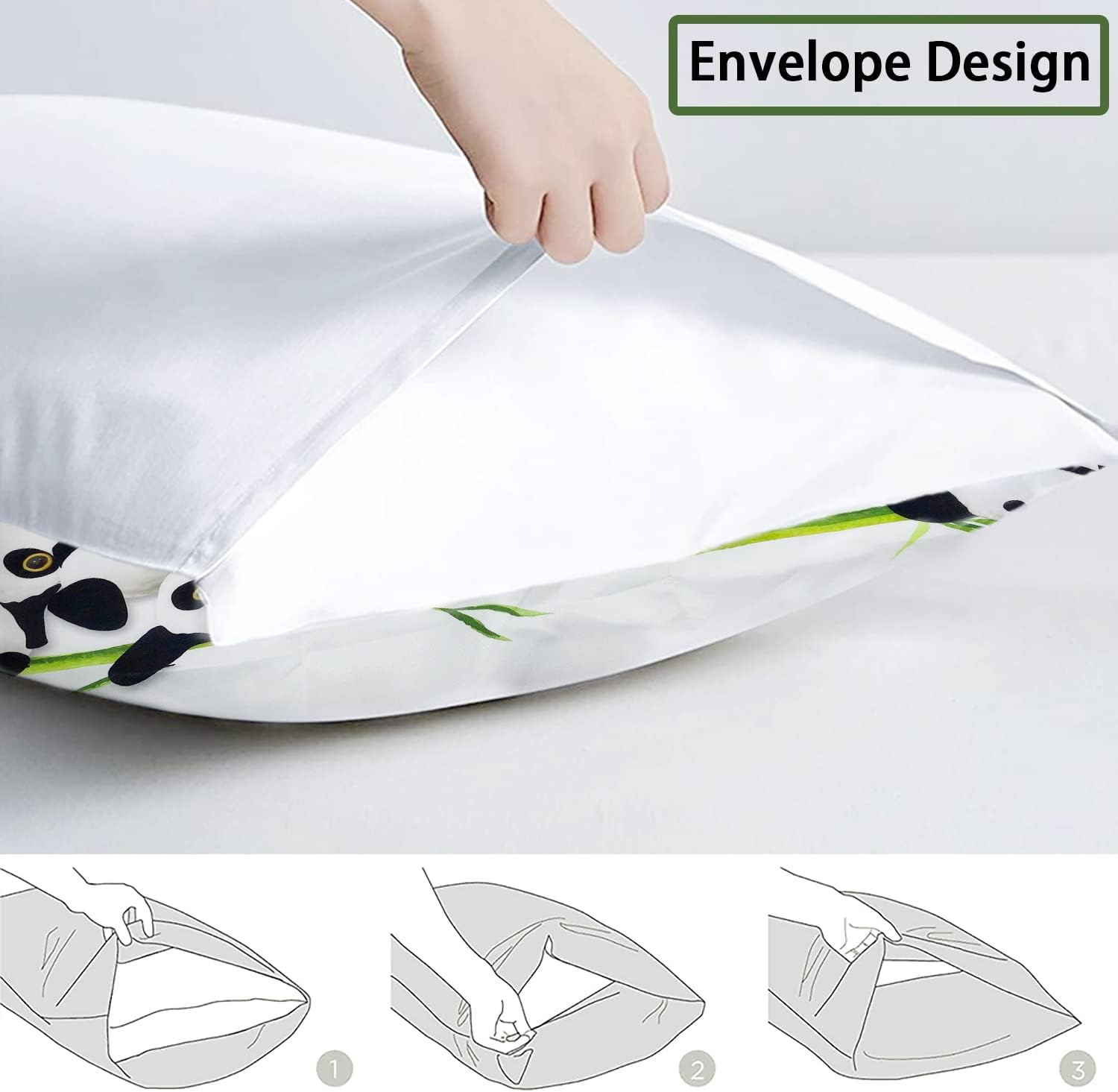 3D Duvet Cover Set for Single Double King Bed, Morbuy Cartoon Animal Printed Bedding Sets Boy Girl Bedroom Microfiber Duvet Set Quilt Case with Pillowcases (Bamboo Panda,180X220Cm) image number 6