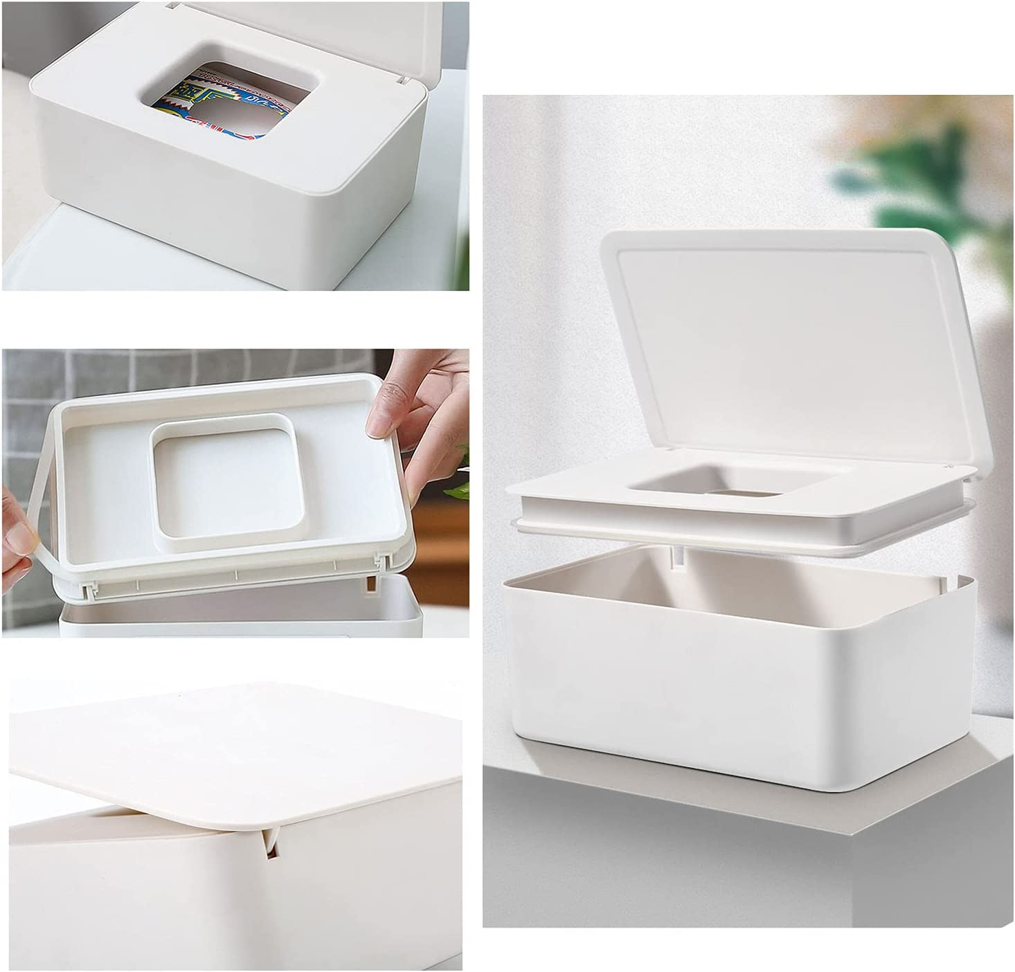 Diaper Wipes Dispenser Pouch with Lids Baby Wipes Case, Baby Wipe Holder Keeps Wipes Fresh, Non-Slip, Easy Open & Close Wipe Container