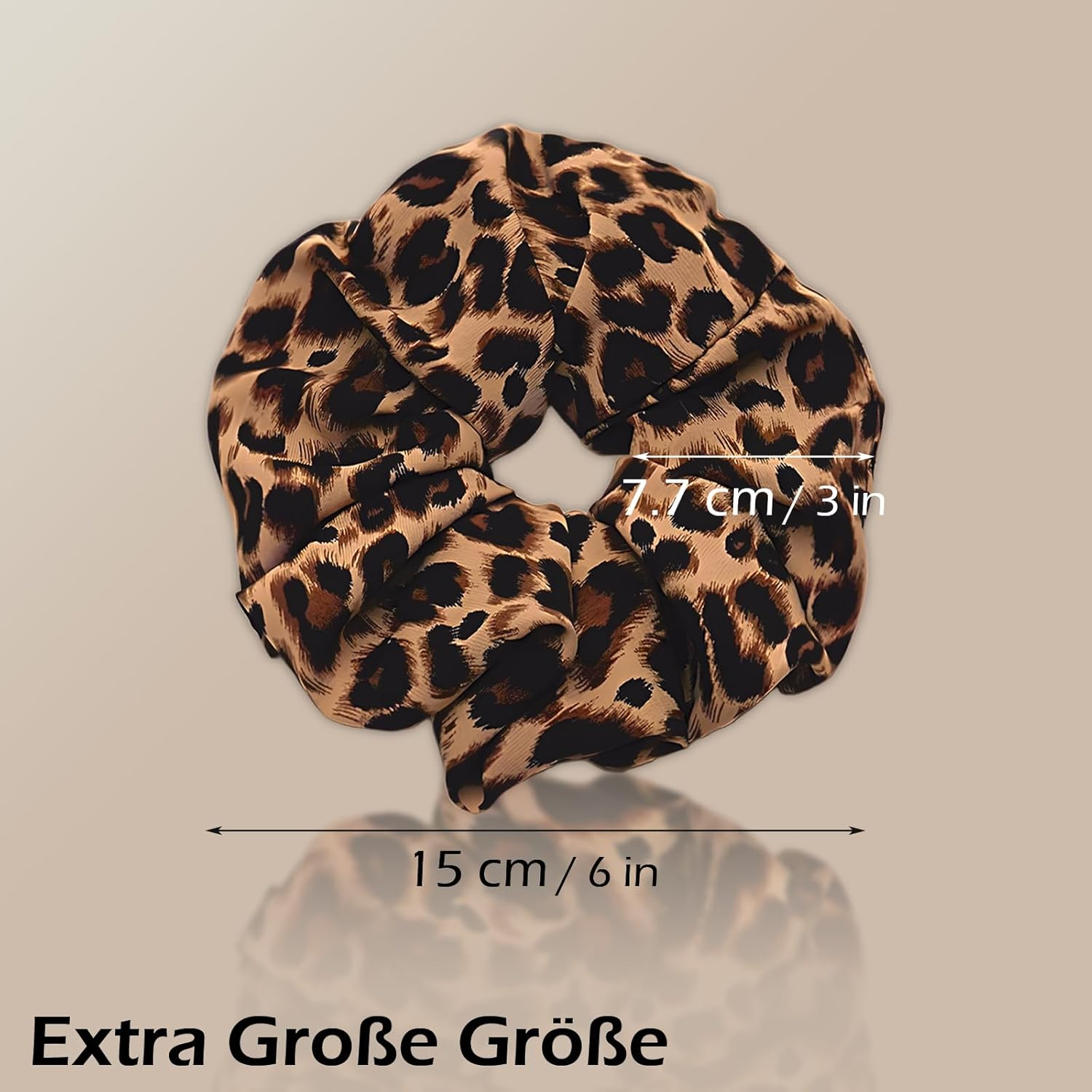 PUSCOBSY Leopard Print Hair Scrunchies for Women, Fabric Hair Bobbles Scrunchie without Hair Breakage, Large Leo Scrunchies for Thick Hair, Thin Hair, Pack of 2 Brown Leopard