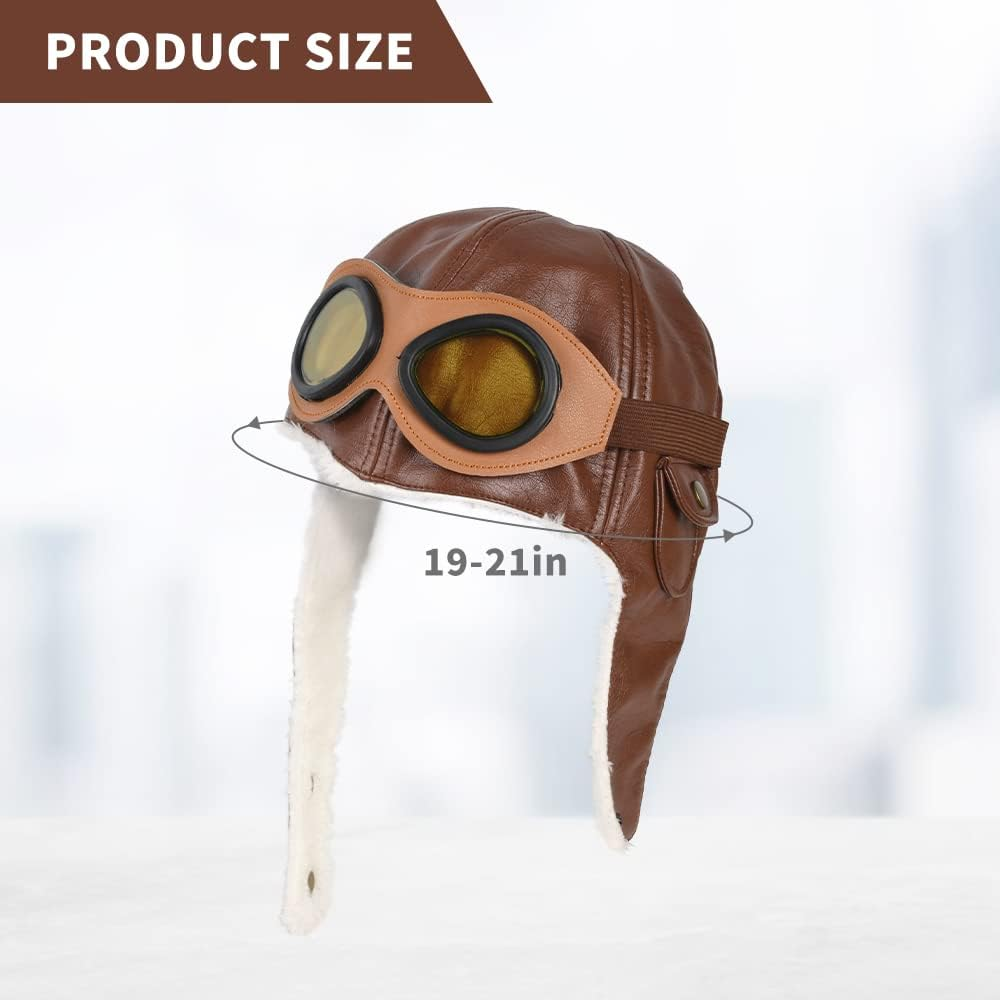 HUIANER Soft Warm Hat Leather Cap with Earmuffs for Baby Kids Photography Props image number 3