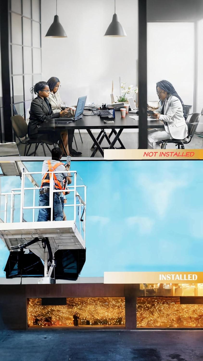 Honwor Premium Silver Daytime Privacy Window Film - Non-Adhesive Reflective Mirror Tint for Home and Office - Sun Blocking Glass Film - Size: 23.6X39.4 Inches image number 6