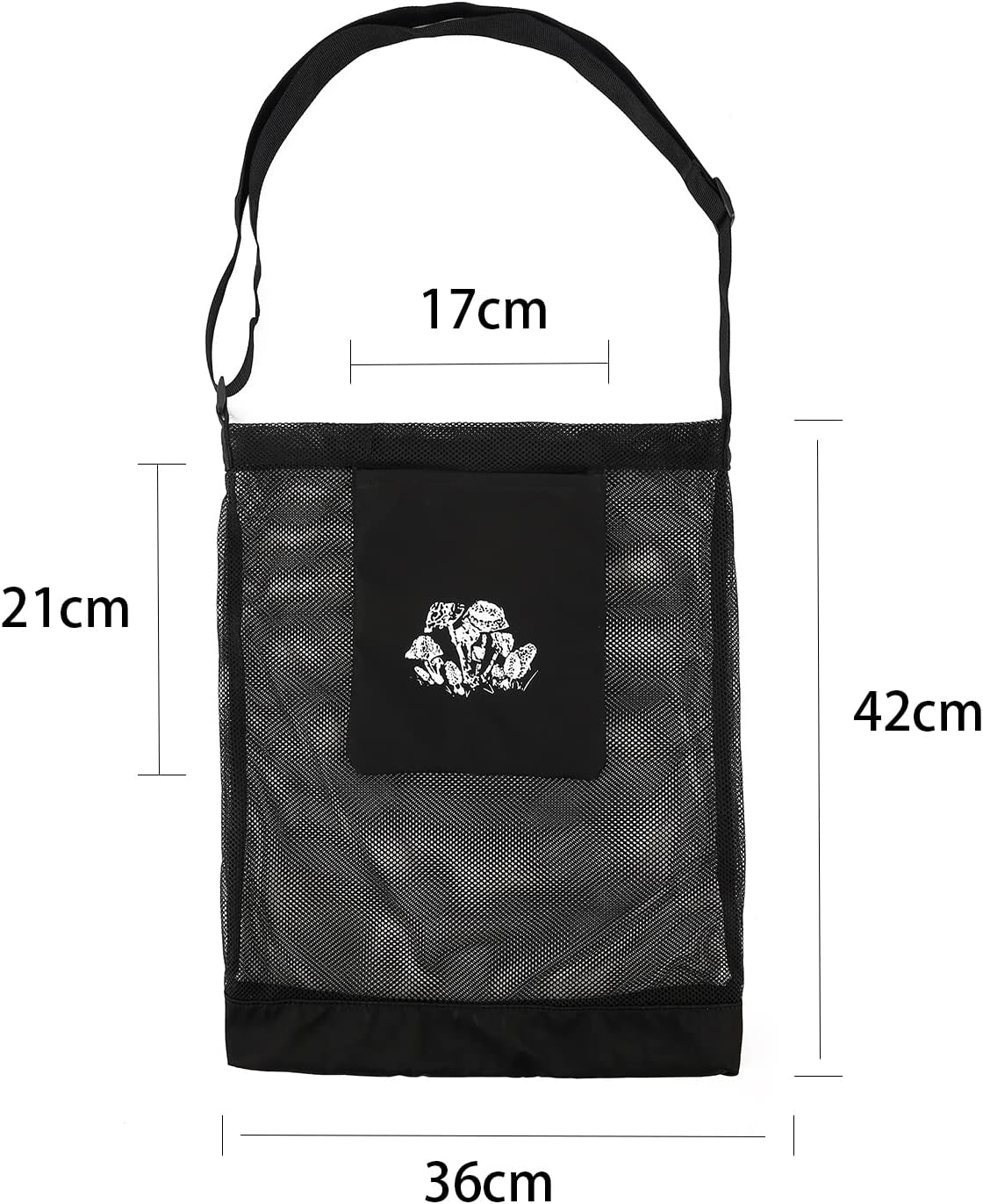 Mushroom Picking Bag - Adjustable Mesh Harvesting Pouch with Collapsible Basket, Crossbody Mushroom Hunting Bag for Outdoor Hiking Camping, Fruit Vegetable Picking (Black) image number 3